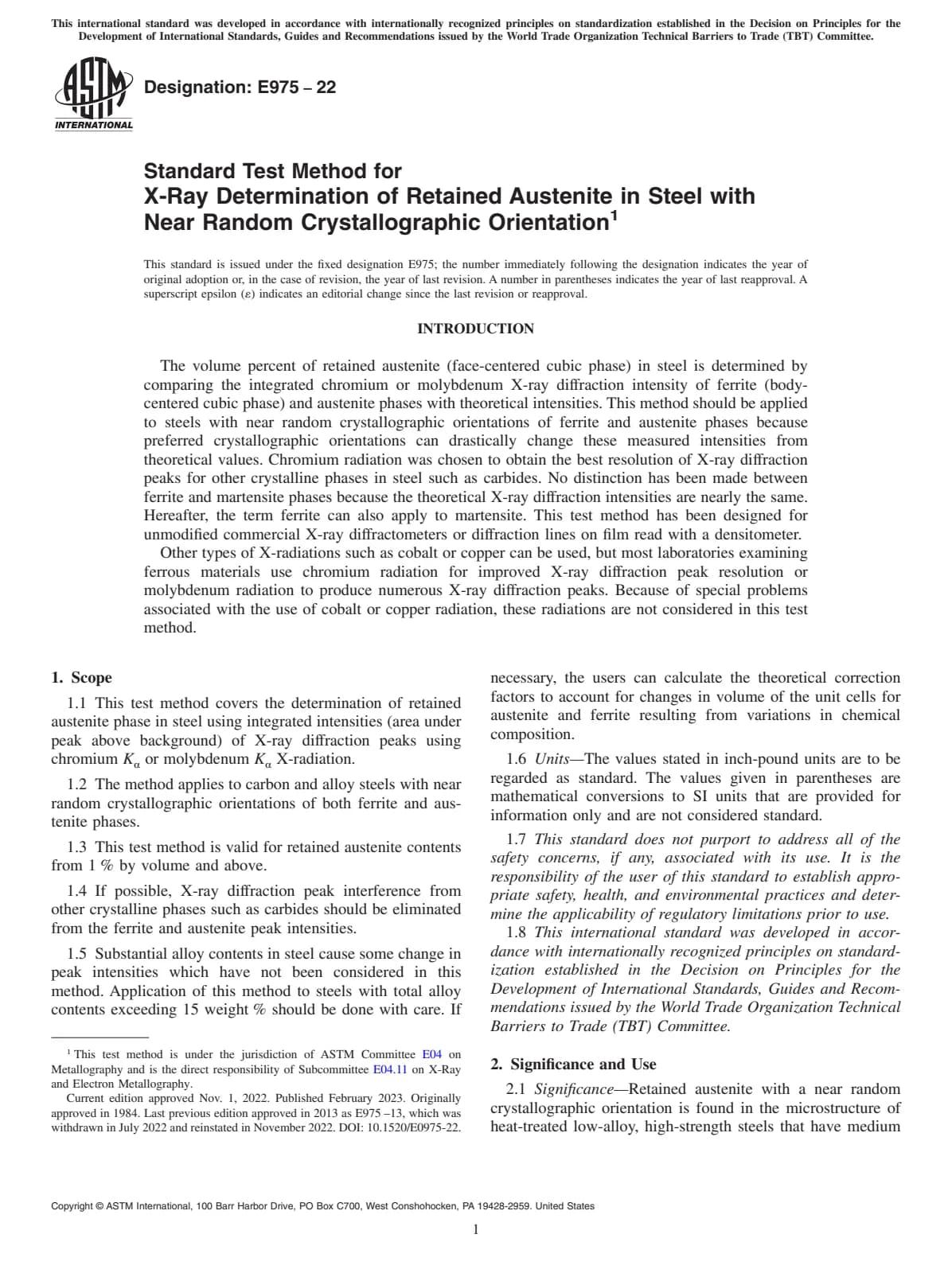 Первая страница стандарта ASTM E975-22