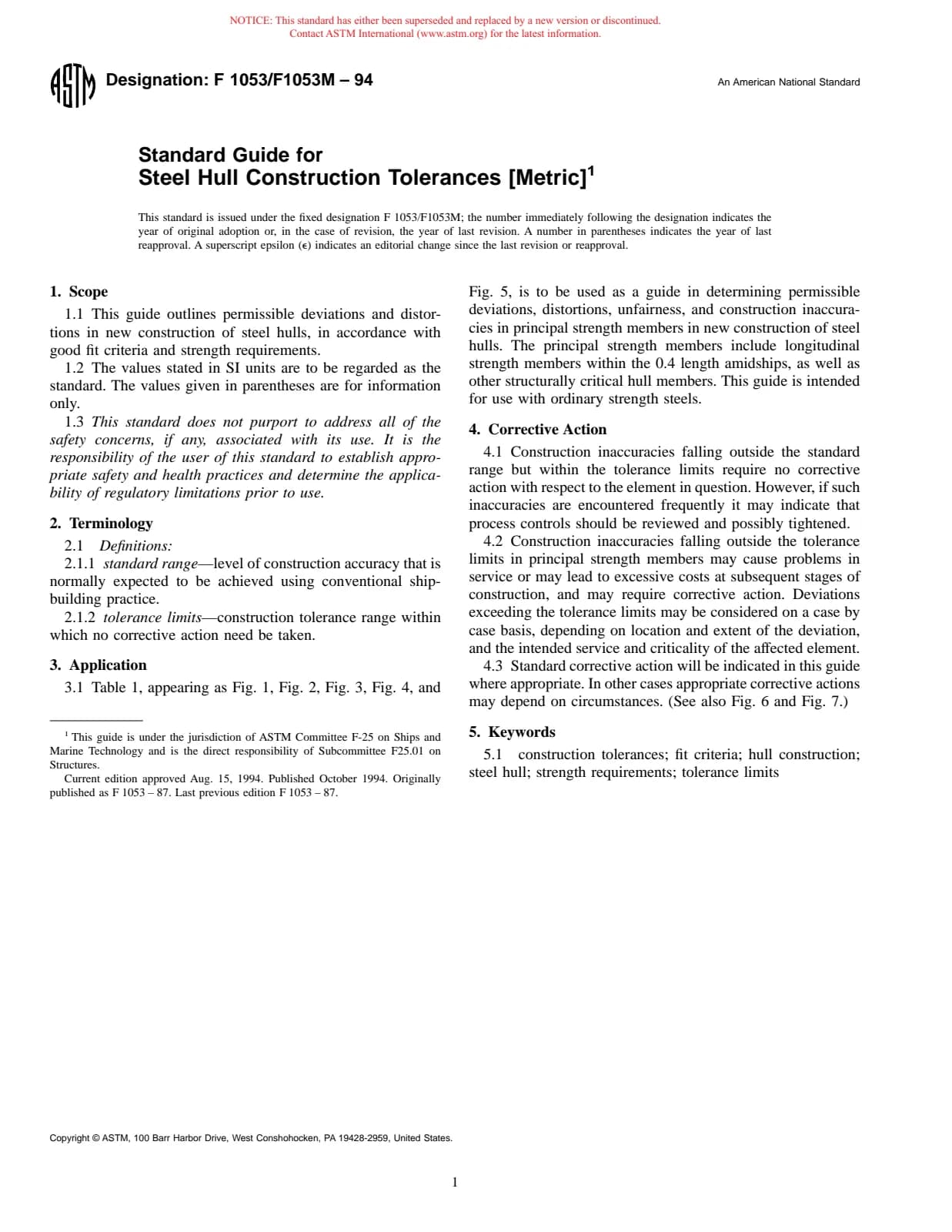 Первая страница стандарта ASTM F1053/F1053M-94