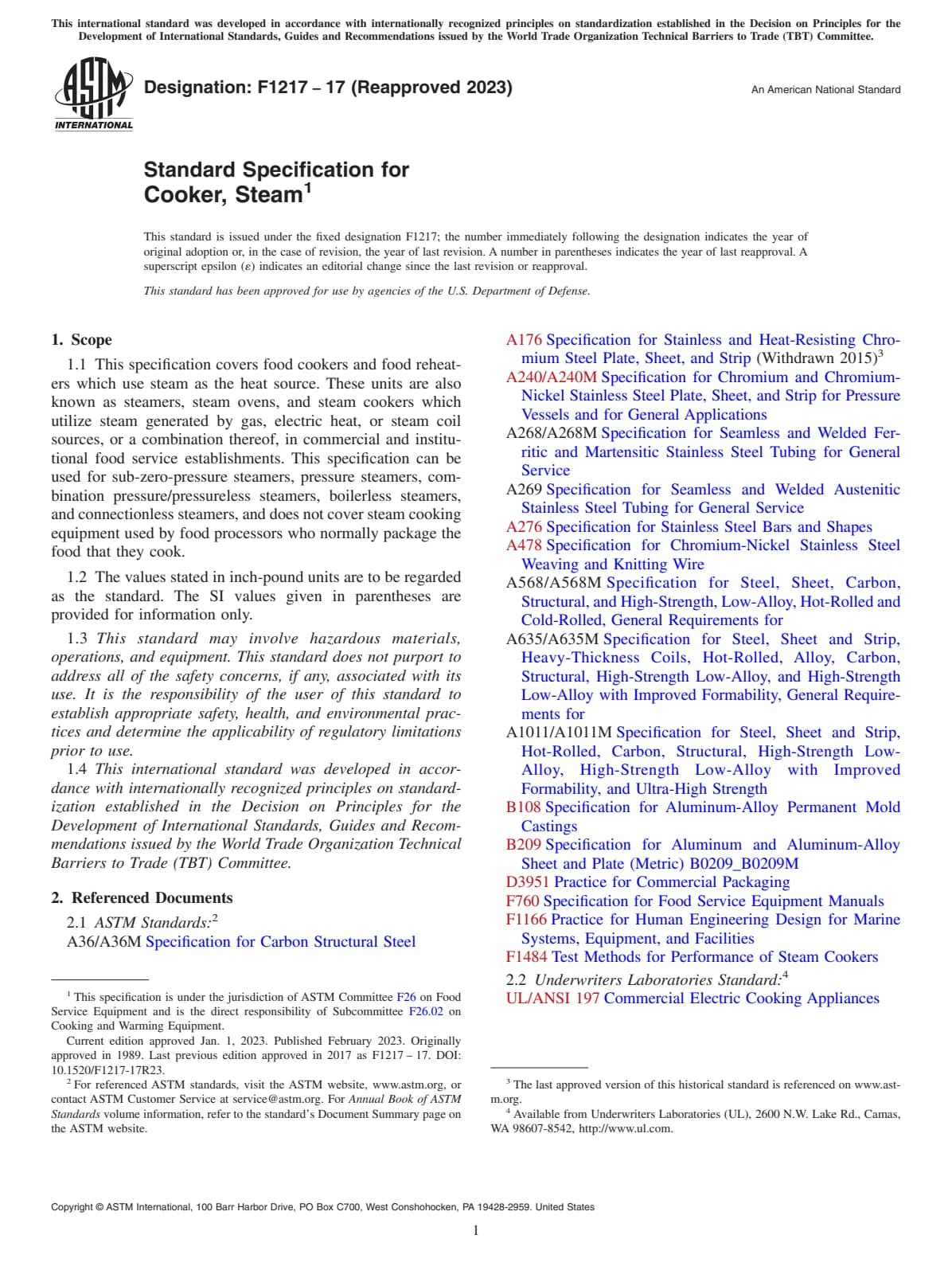 Первая страница стандарта ASTM F1217-17(2023)