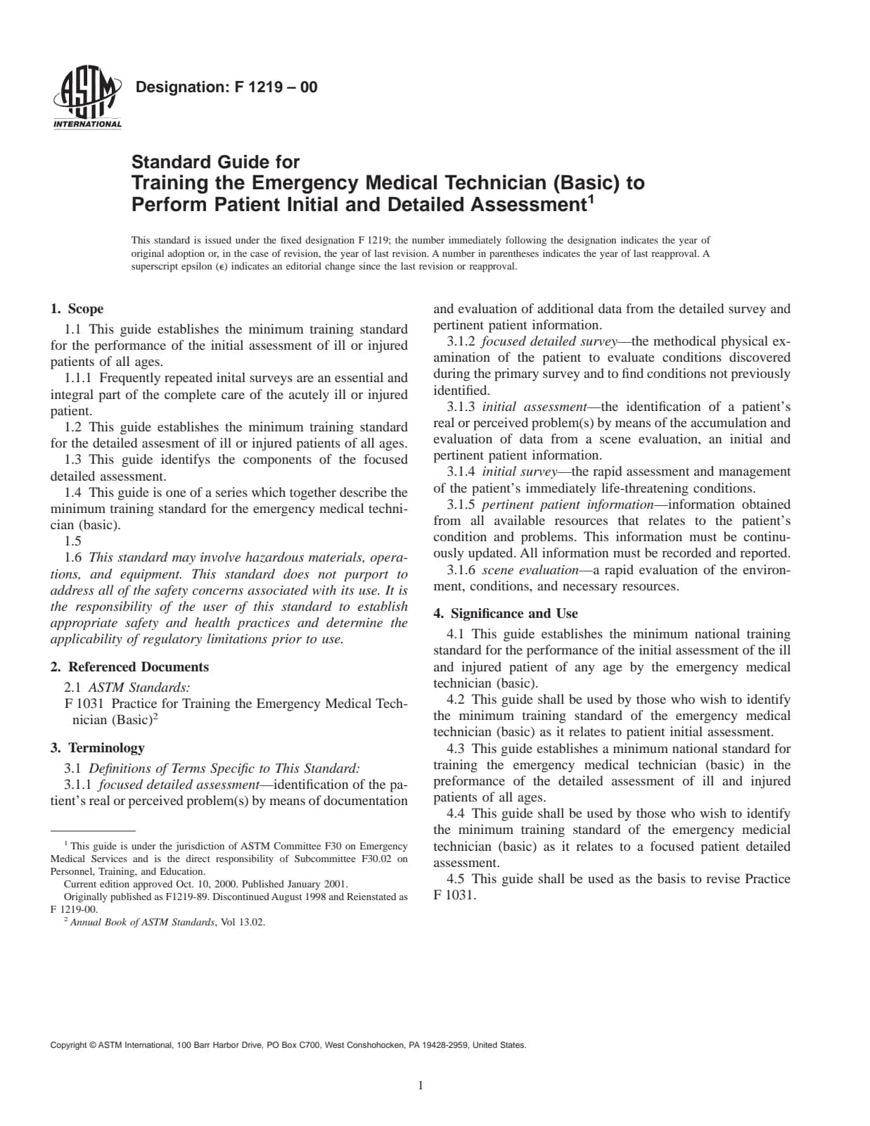 Первая страница стандарта ASTM F1219-00