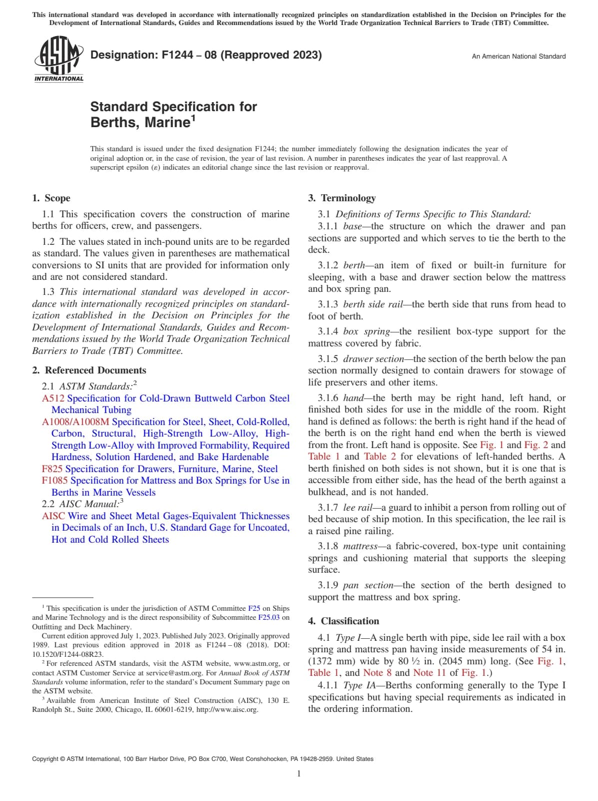 Первая страница стандарта ASTM F1244-08(2023)