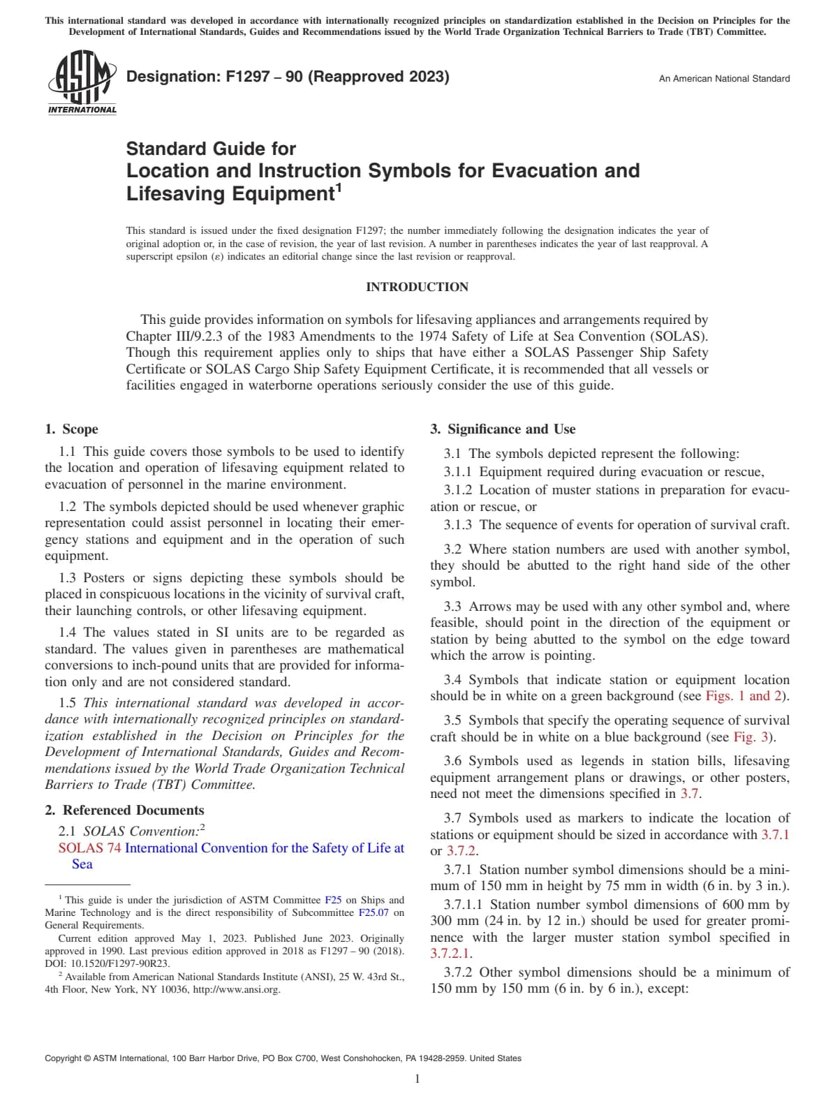Первая страница стандарта ASTM F1297-90(2023)
