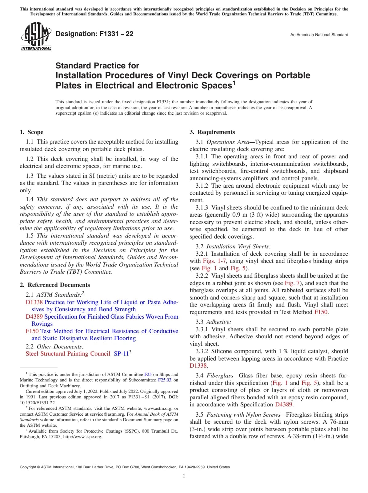 Первая страница стандарта ASTM F1331-22