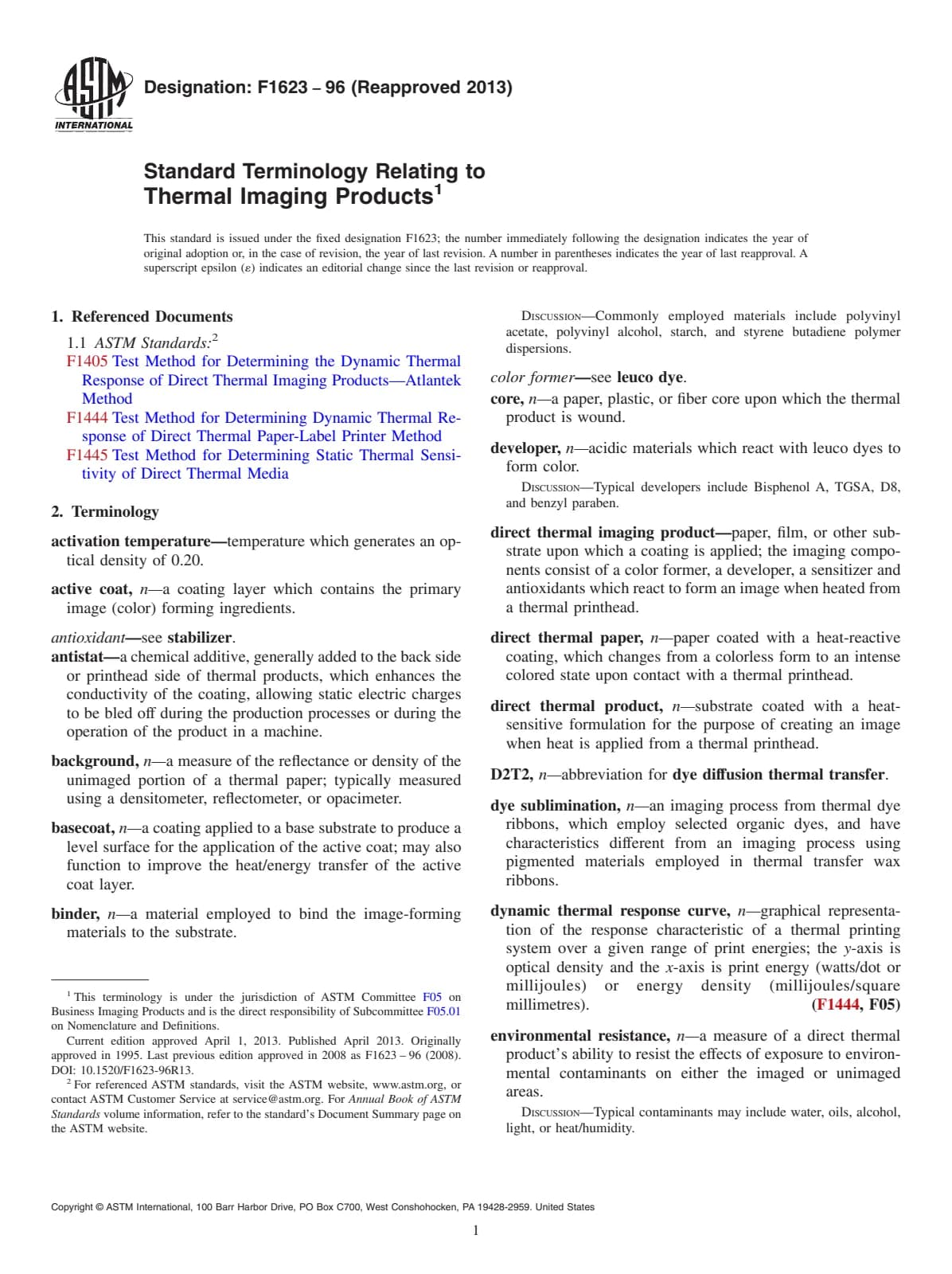 Первая страница стандарта ASTM F1623-96(2013)