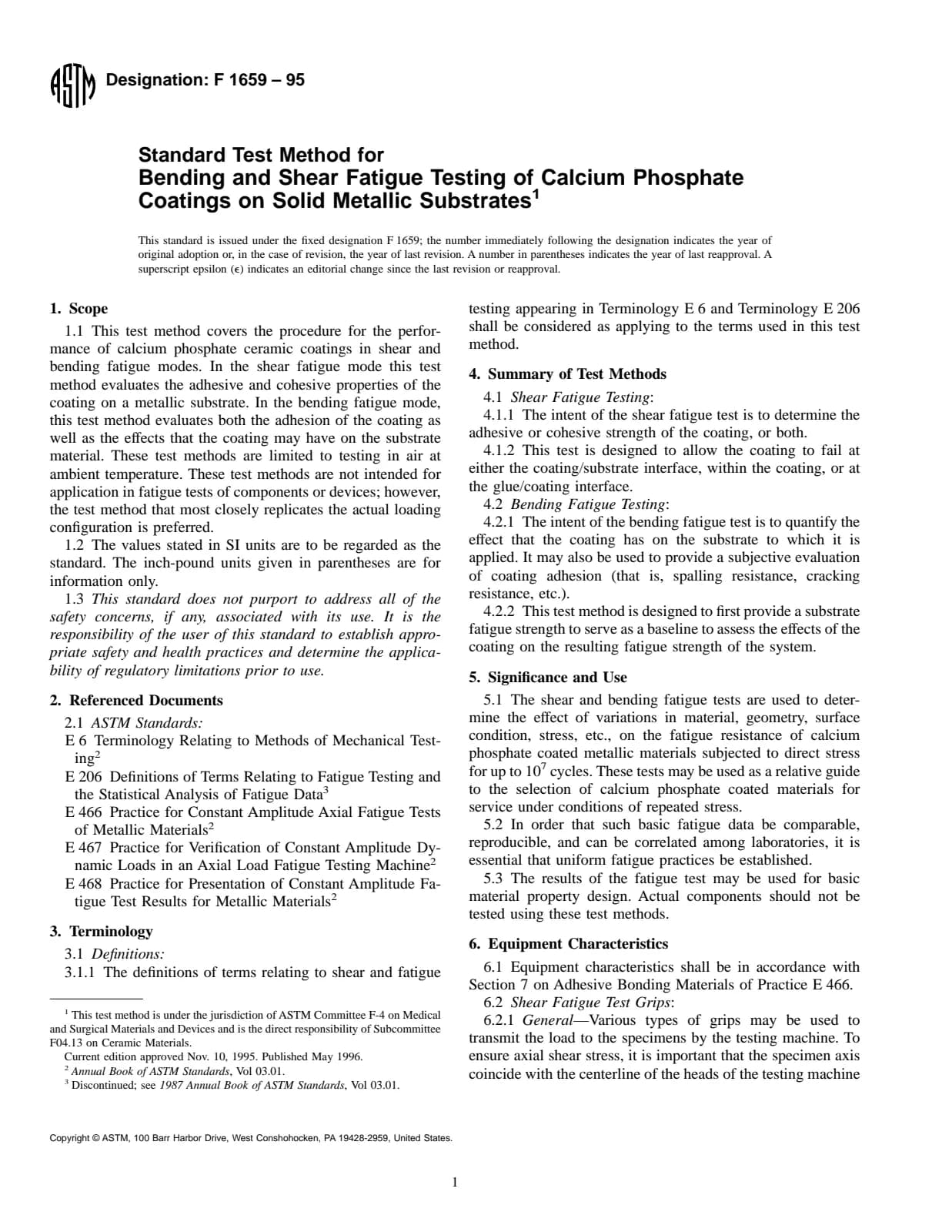 Первая страница стандарта ASTM F1659-95