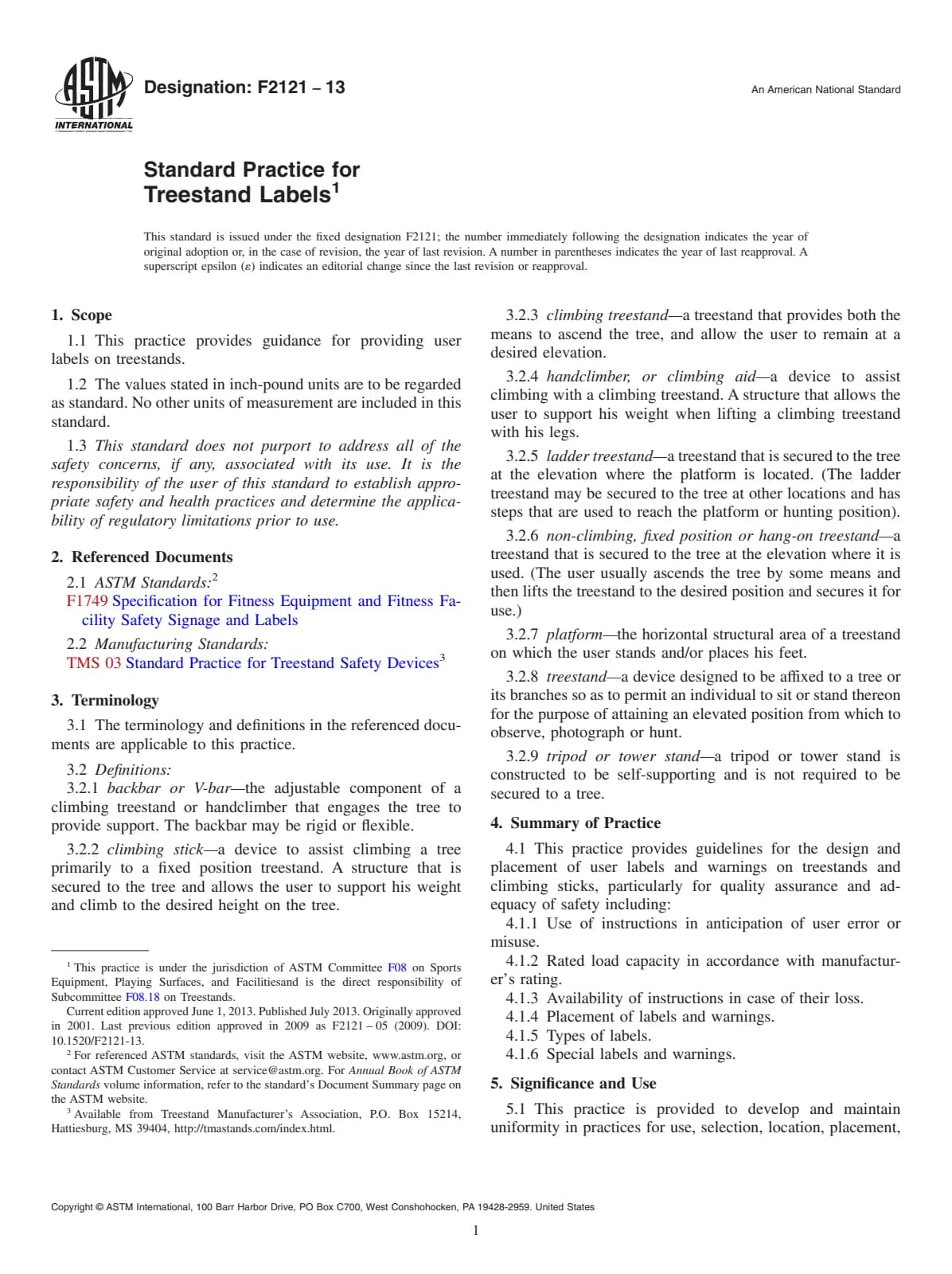 Первая страница стандарта ASTM F2121-13