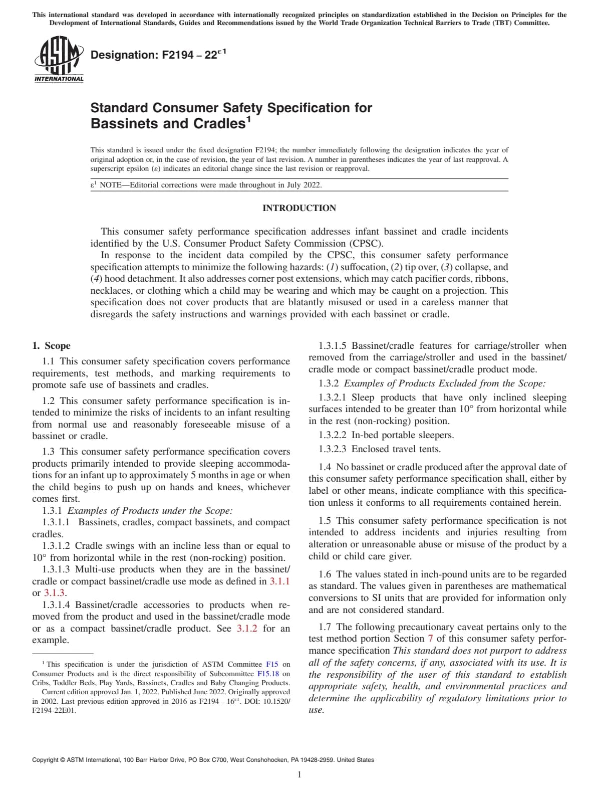 Первая страница стандарта ASTM F2194-22e1
