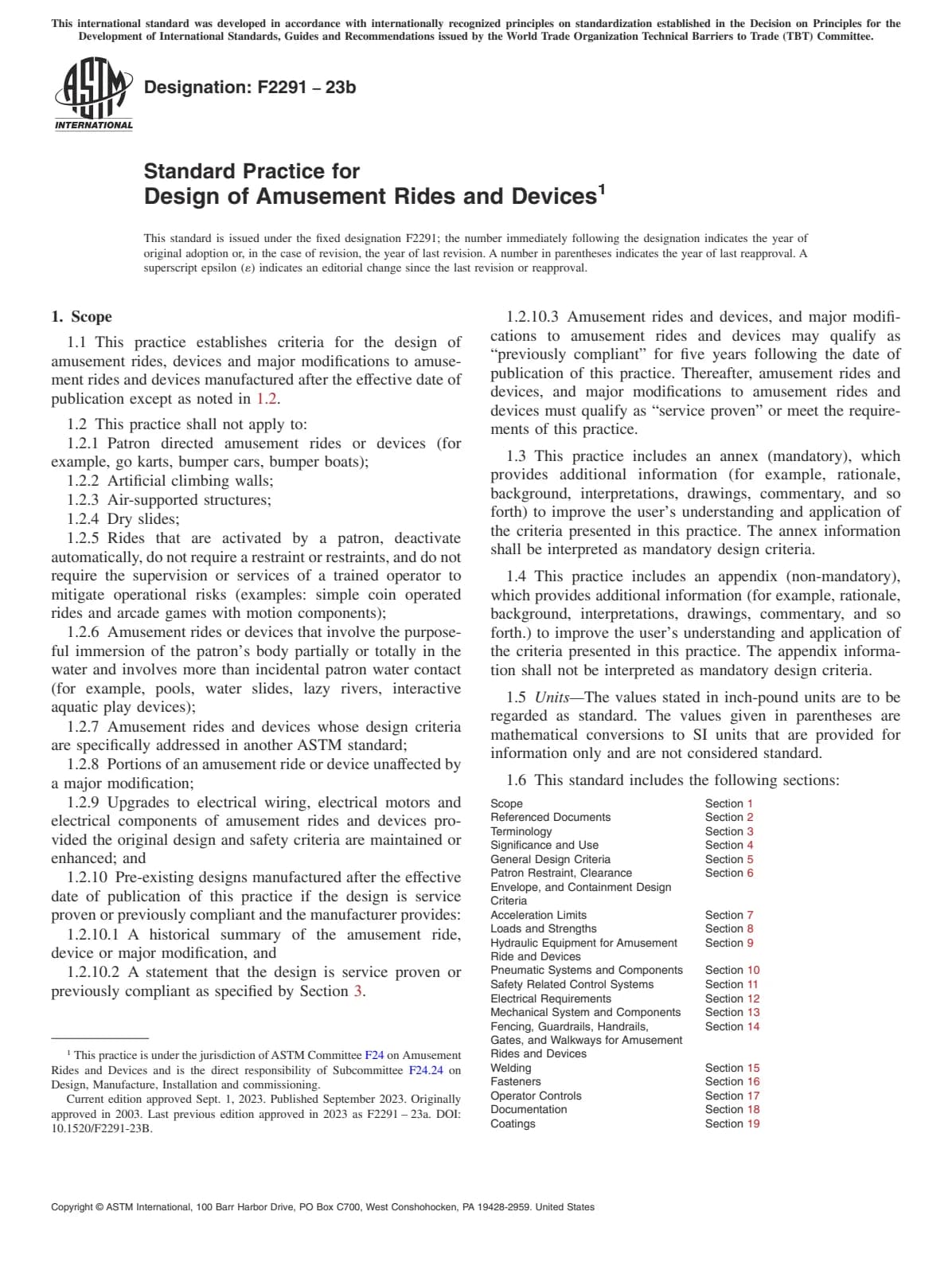 Первая страница стандарта ASTM F2291-23b