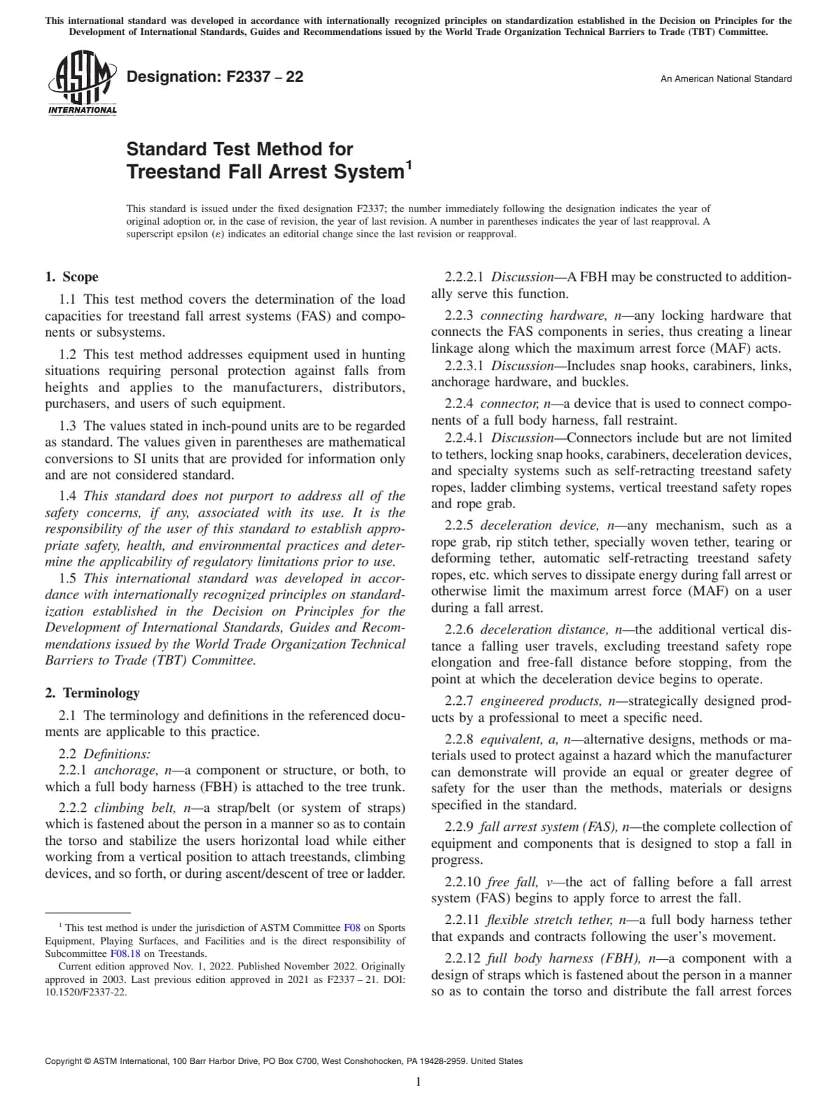 Первая страница стандарта ASTM F2337-22