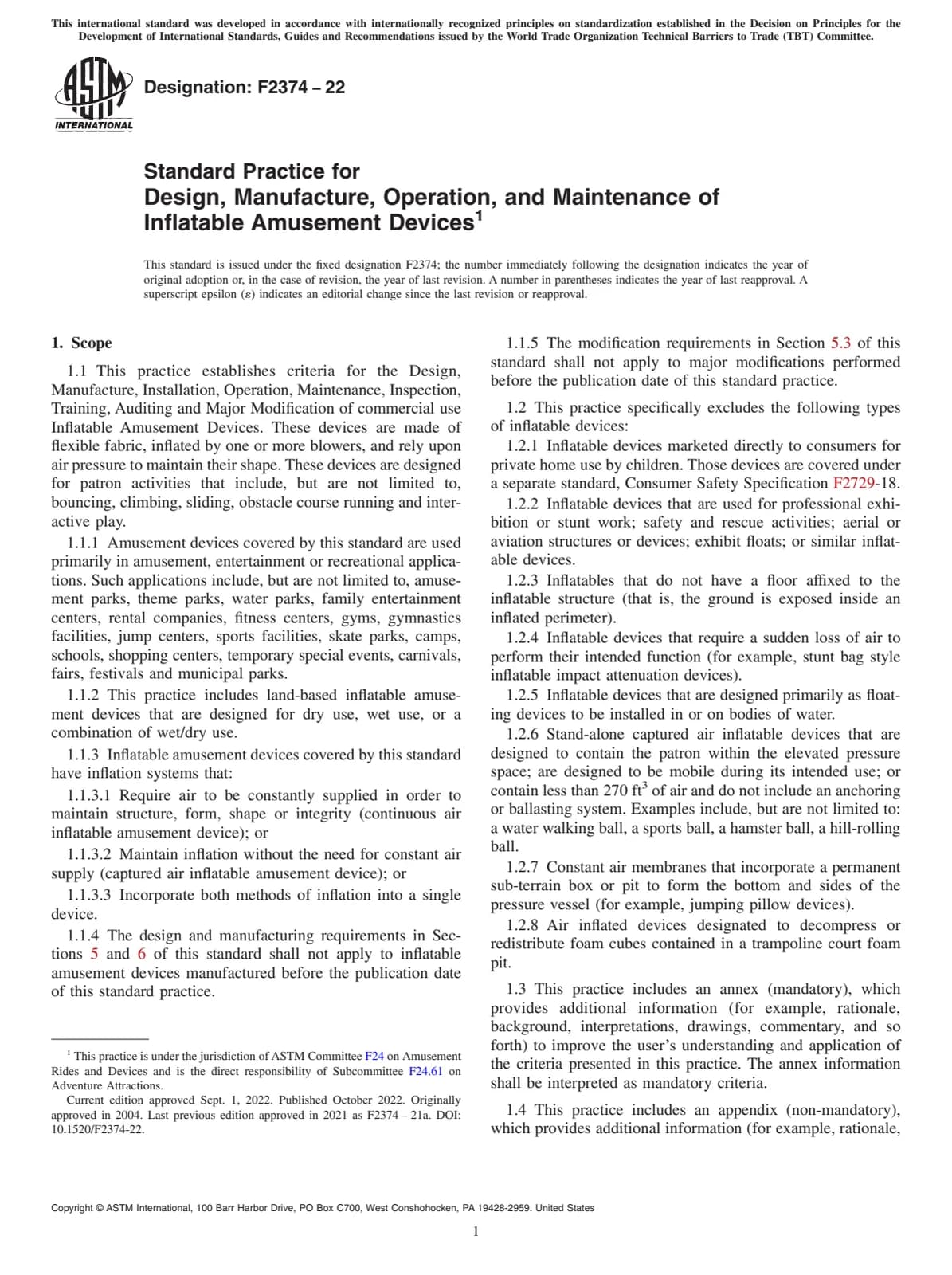 Первая страница стандарта ASTM F2374-22