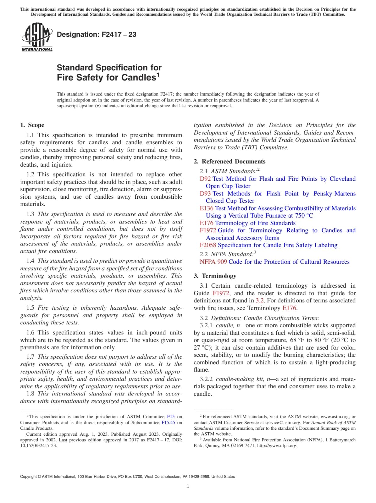 Первая страница стандарта ASTM F2417-23