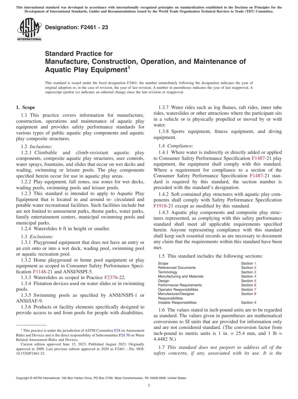 Первая страница стандарта ASTM F2461-23