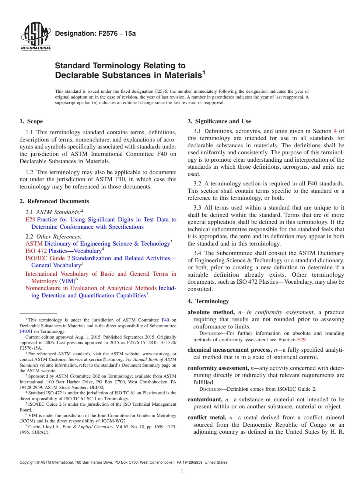 Первая страница стандарта ASTM F2576-15a
