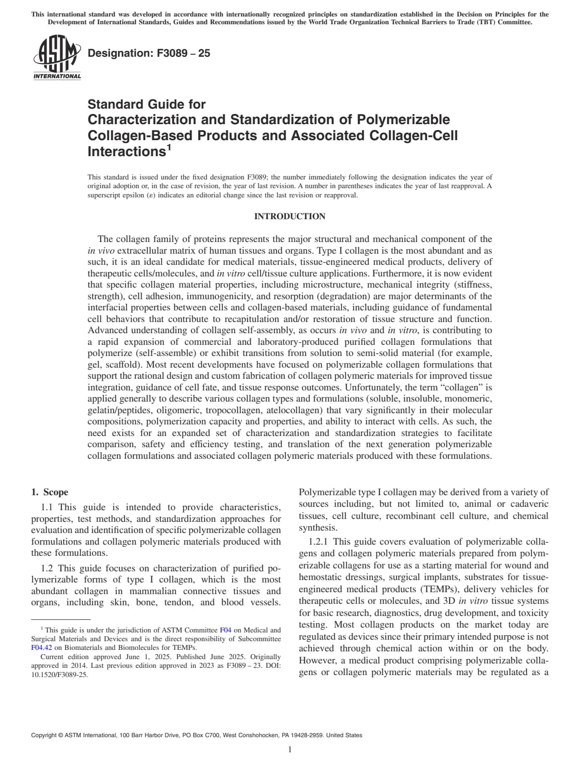Первая страница стандарта ASTM F3089-25