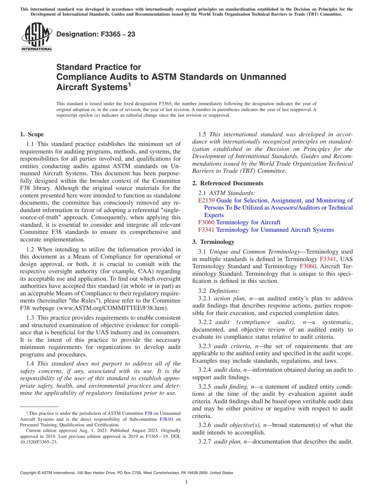 Первая страница стандарта ASTM F3365-23