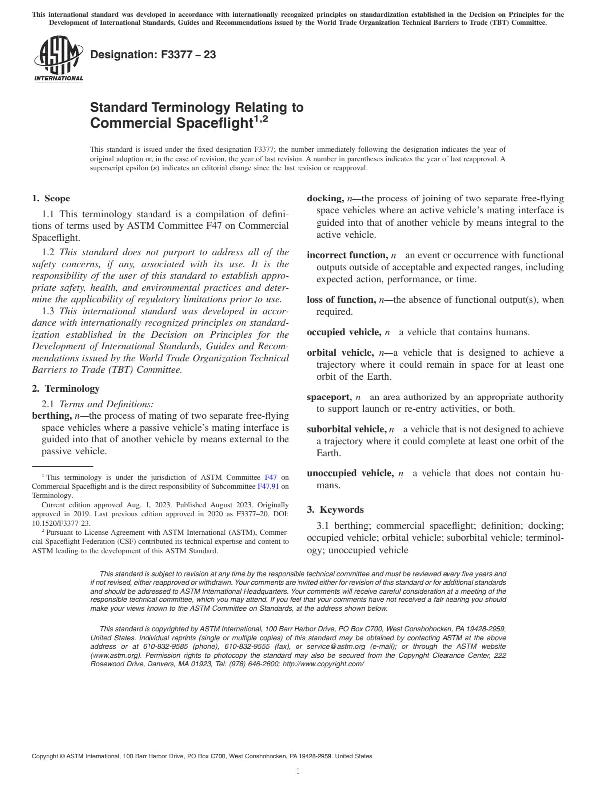 Первая страница стандарта ASTM F3377-23