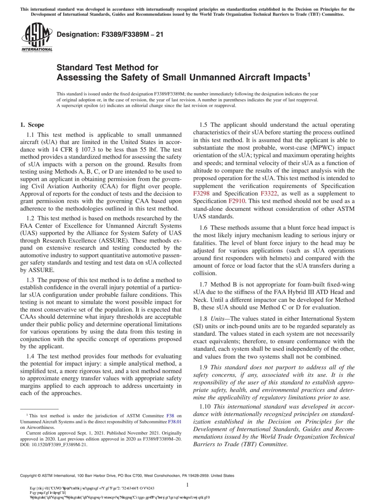 Первая страница стандарта ASTM F3389/F3389M-21