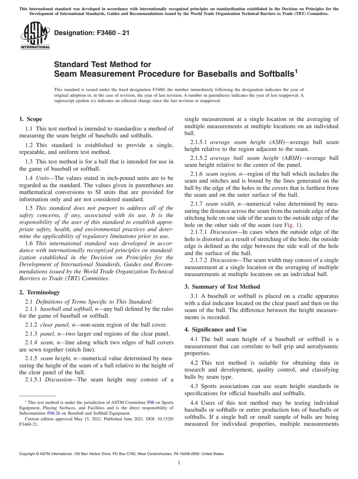 Первая страница стандарта ASTM F3460-21