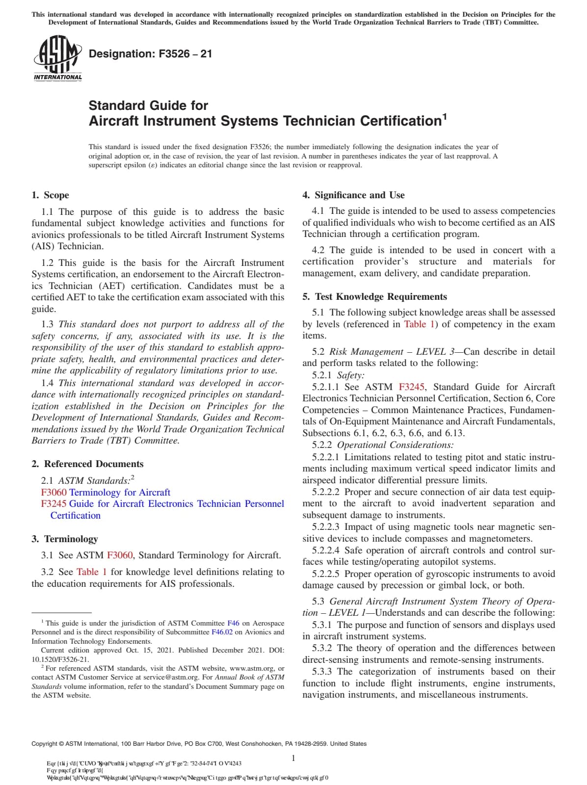 Первая страница стандарта ASTM F3526-21