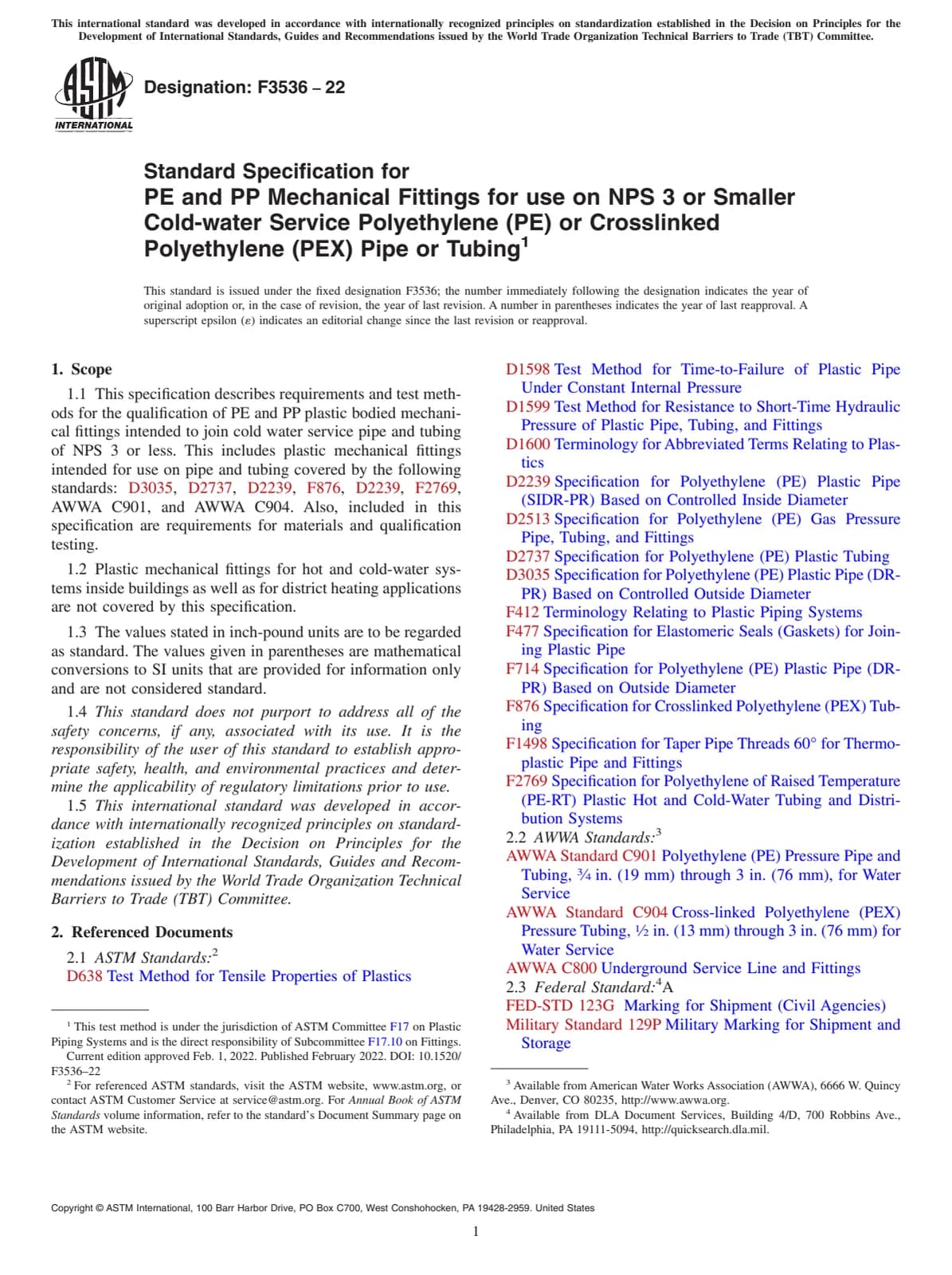 Первая страница стандарта ASTM F3536-22