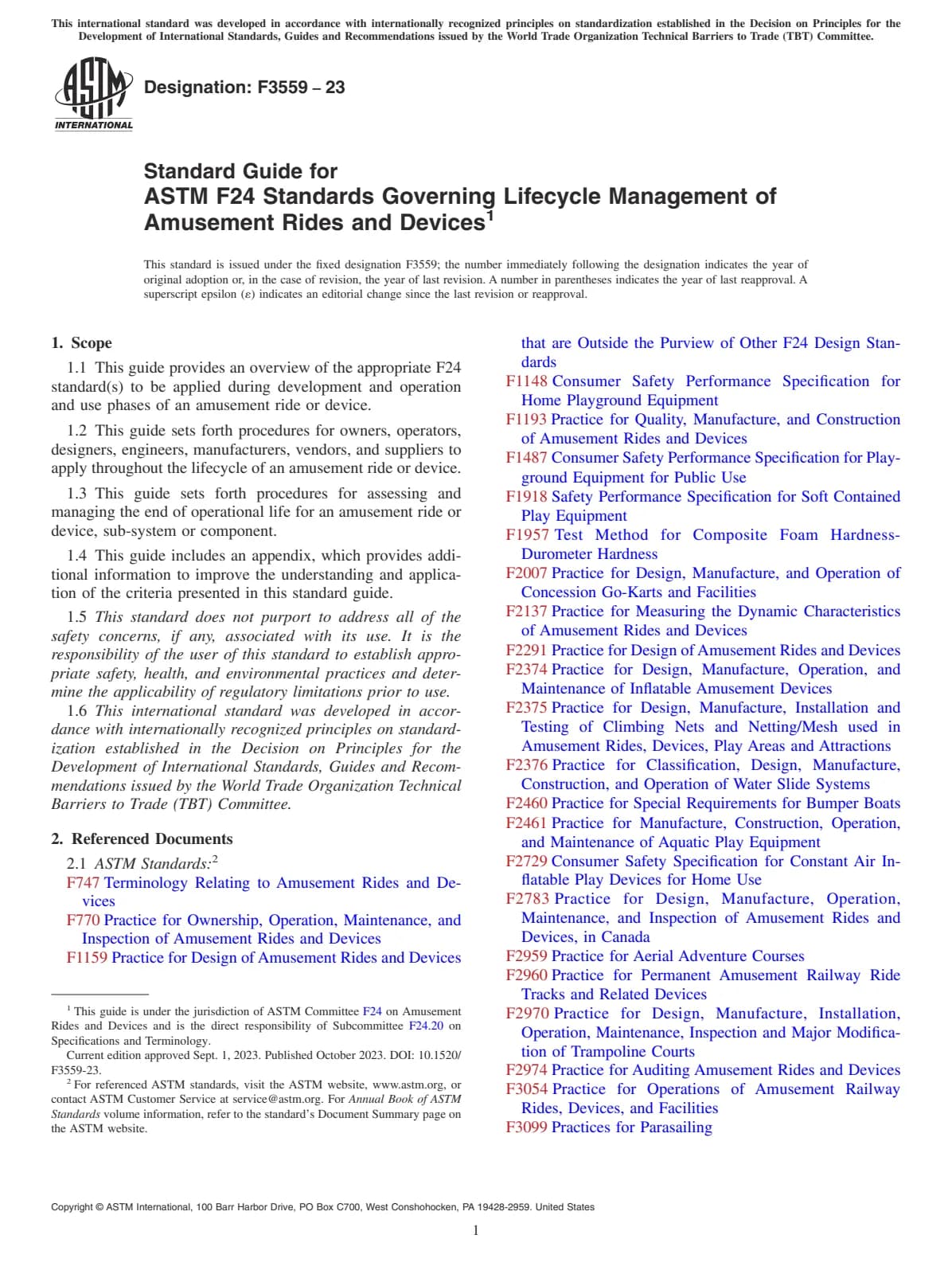 Первая страница стандарта ASTM F3559-23