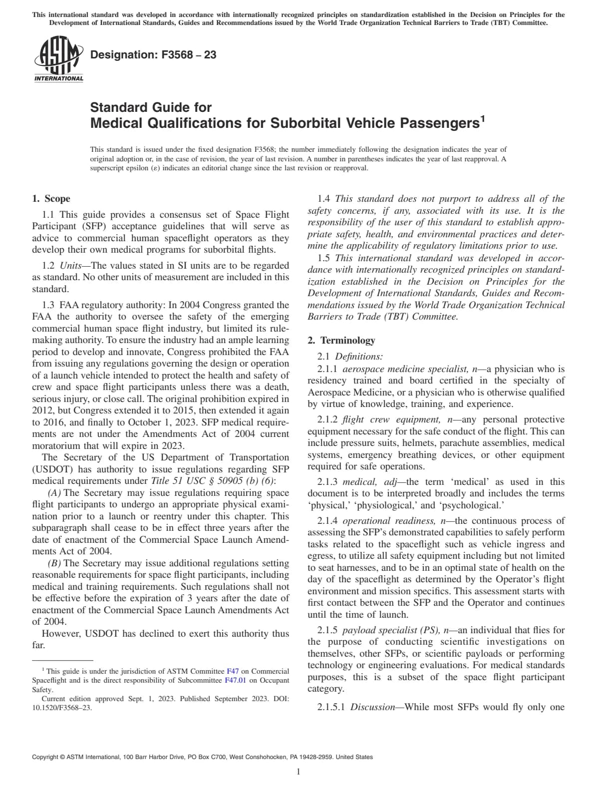 Первая страница стандарта ASTM F3568-23