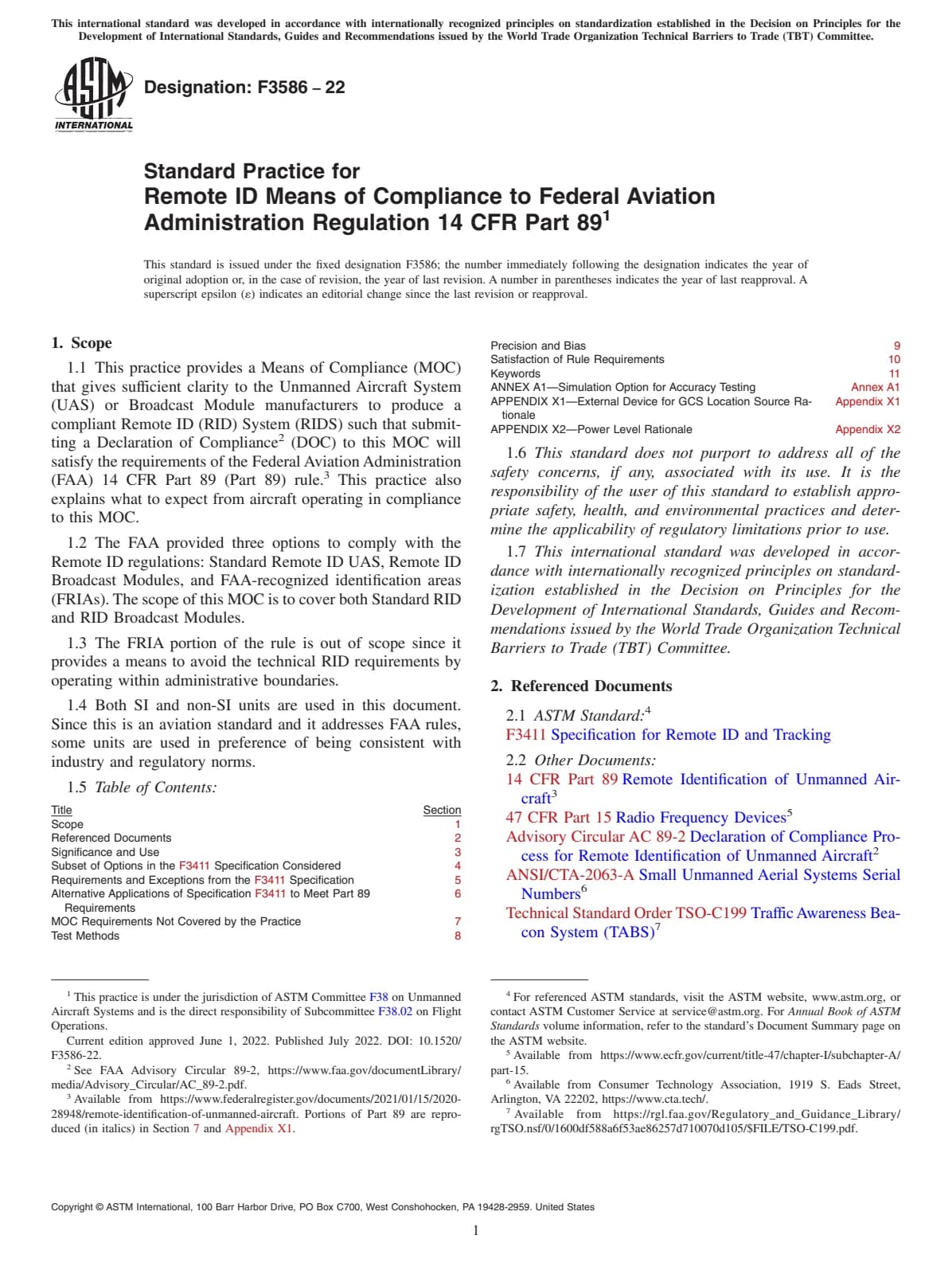 Первая страница стандарта ASTM F3586-22