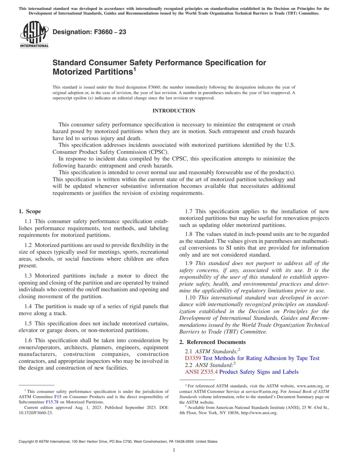 Первая страница стандарта ASTM F3660-23