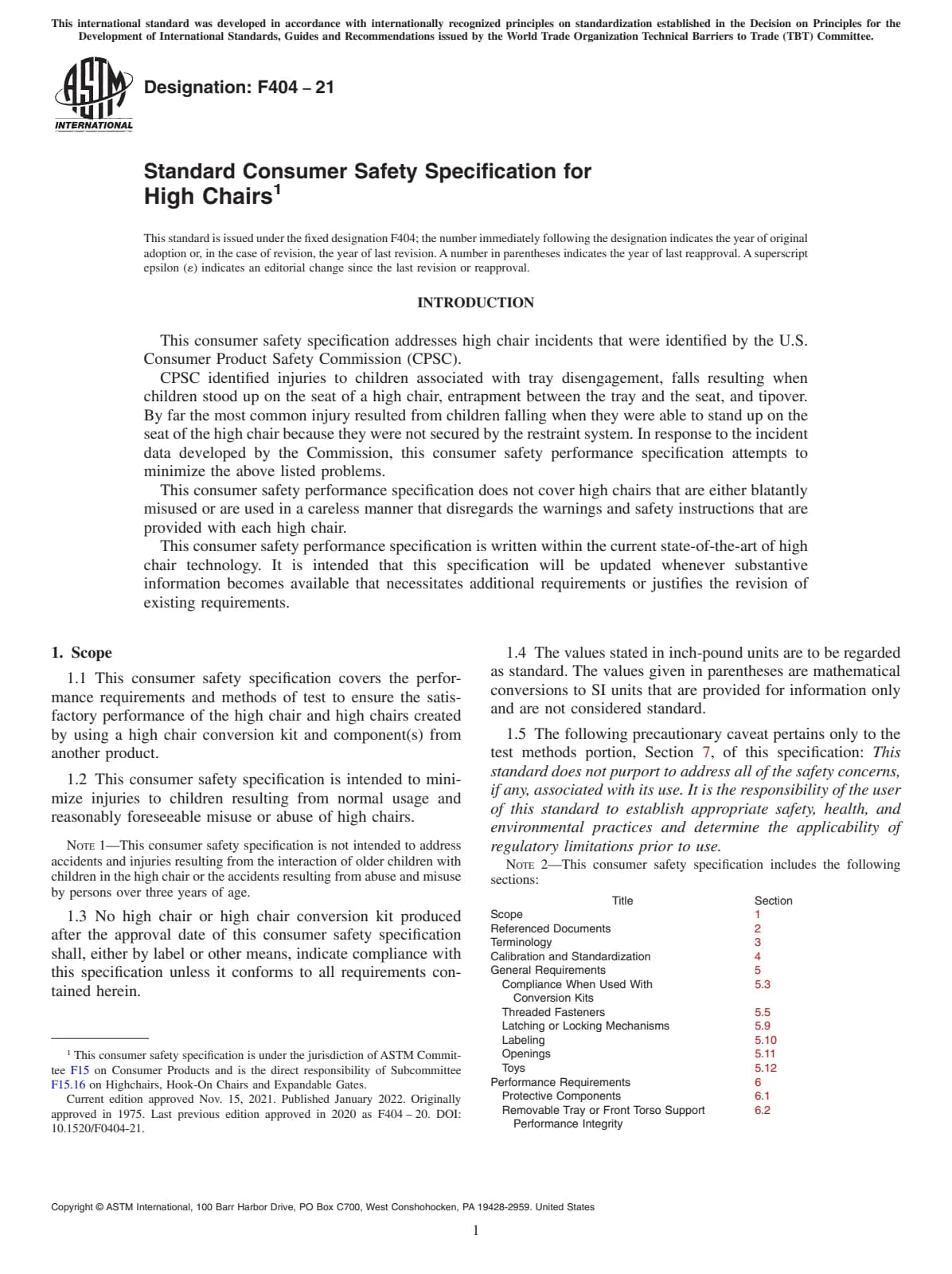 Первая страница стандарта ASTM F404-21