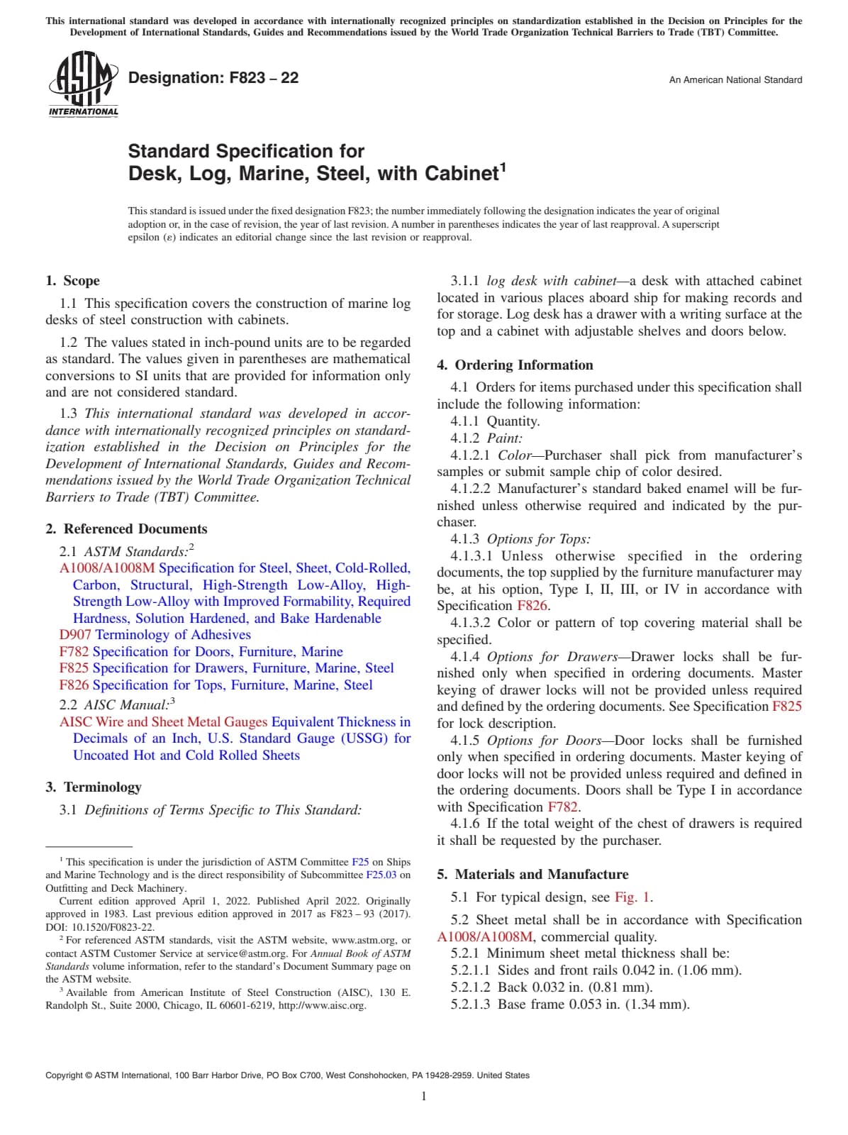 Первая страница стандарта ASTM F823-22