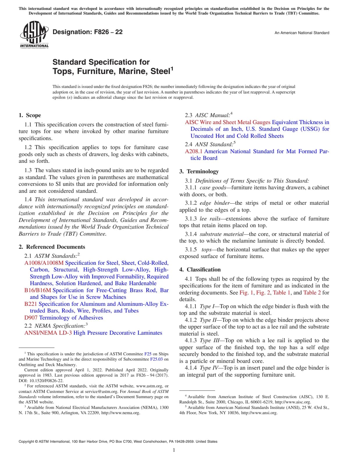 Первая страница стандарта ASTM F826-22