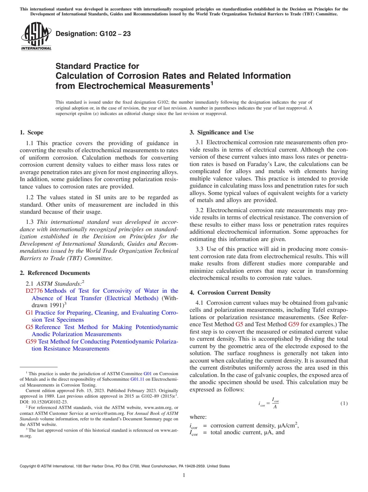 Первая страница стандарта ASTM G102-23