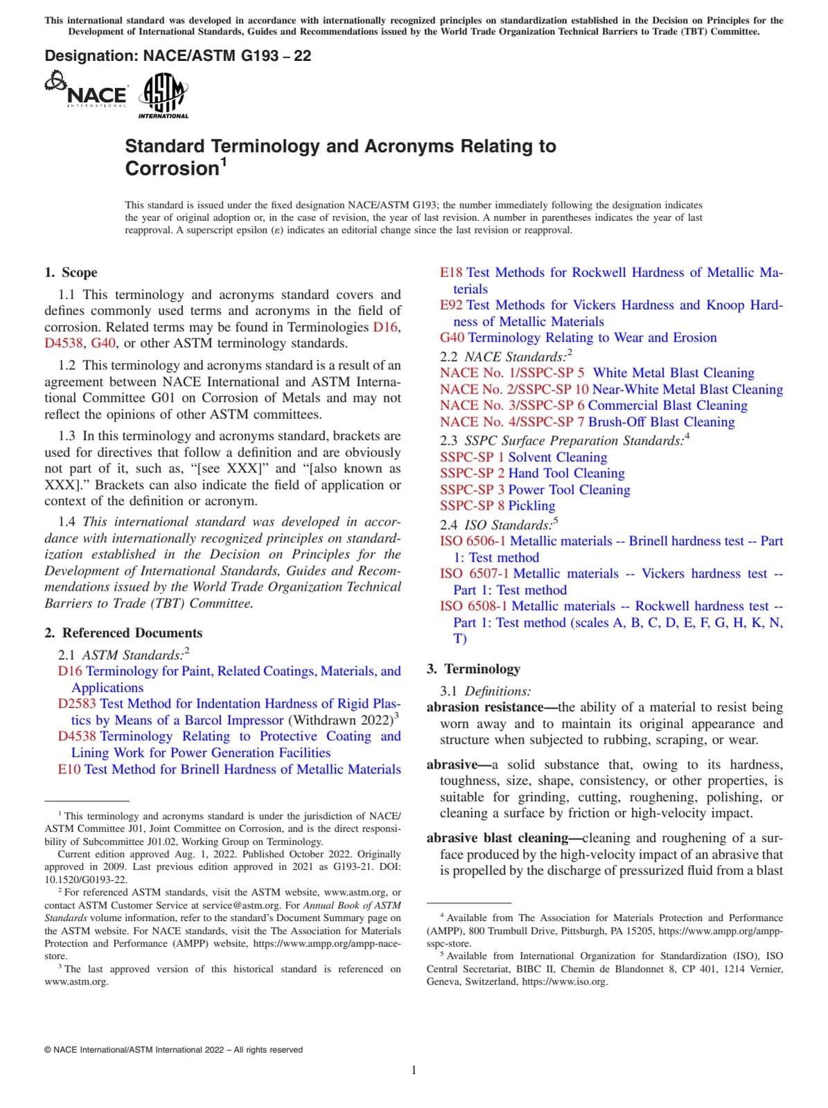 Первая страница стандарта ASTM G193-22