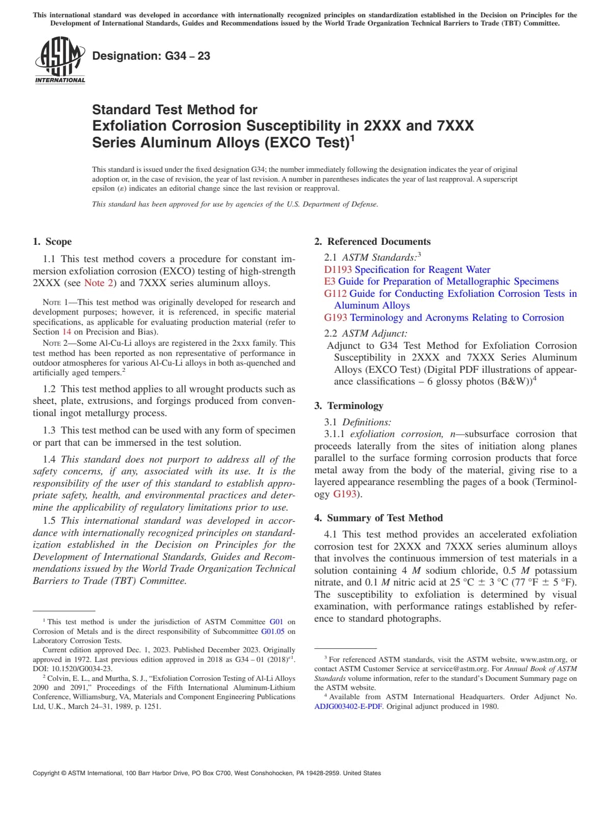 Первая страница стандарта ASTM G34-23