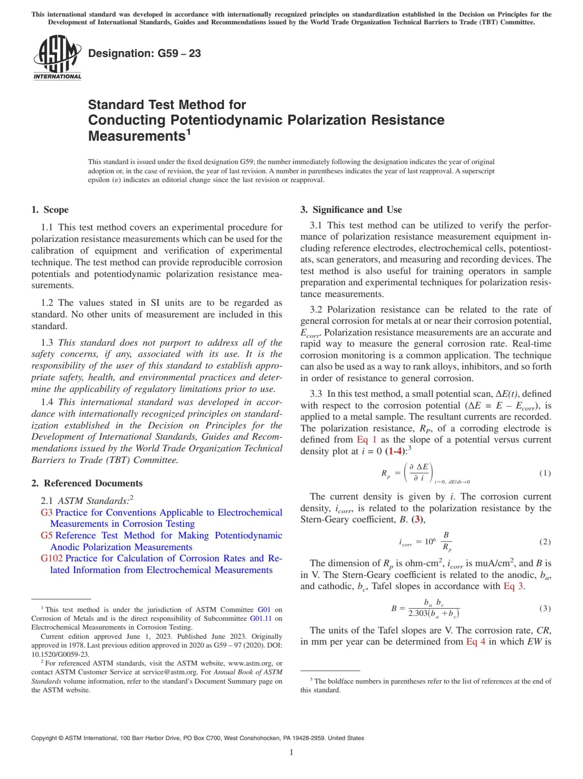 Первая страница стандарта ASTM G59-23