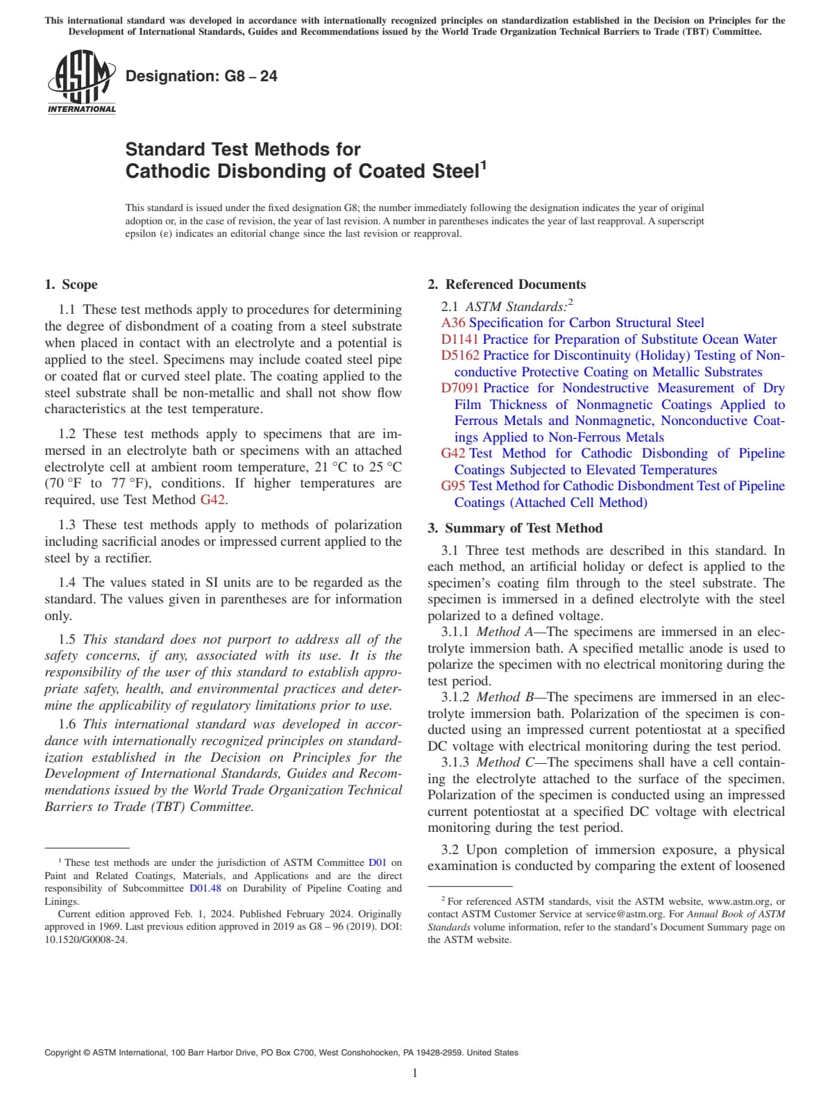 Первая страница стандарта ASTM G8-24