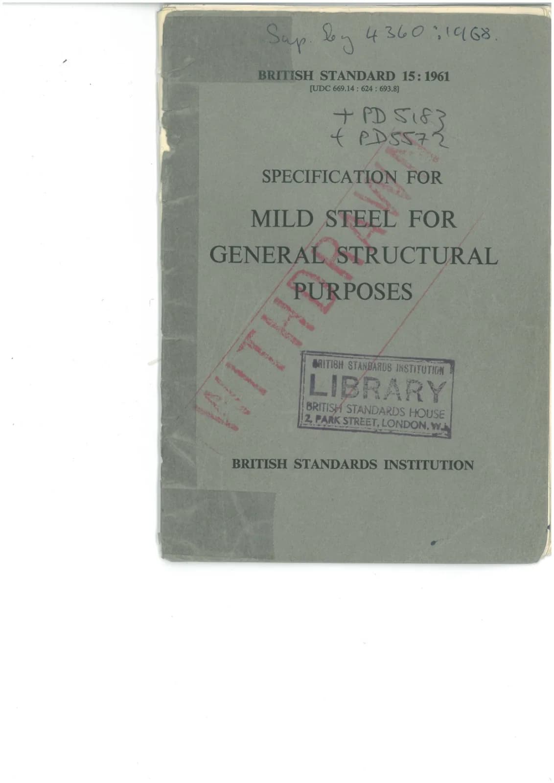 Первая страница стандарта BS 15:1961