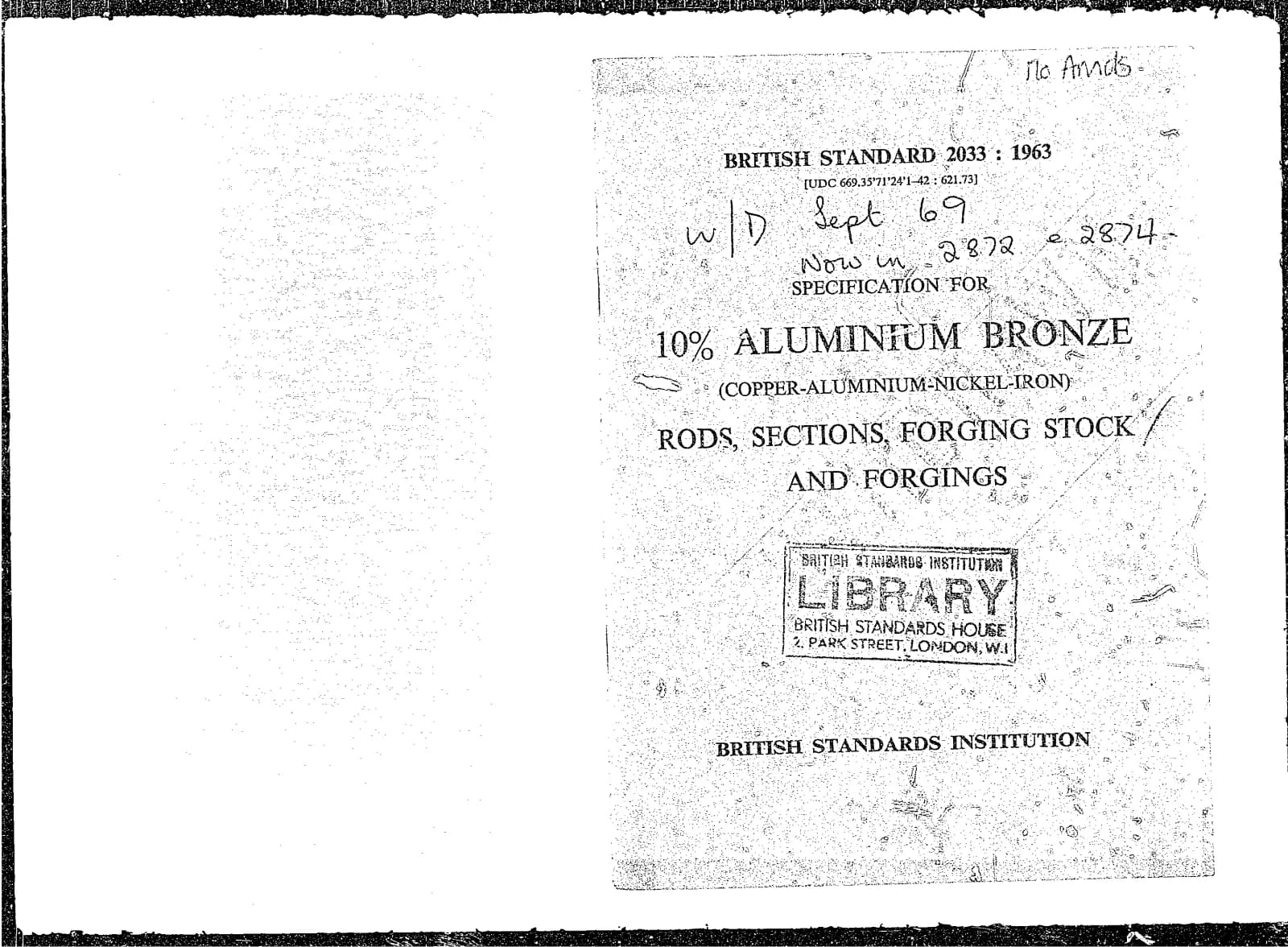 Первая страница стандарта BS 2033:1963