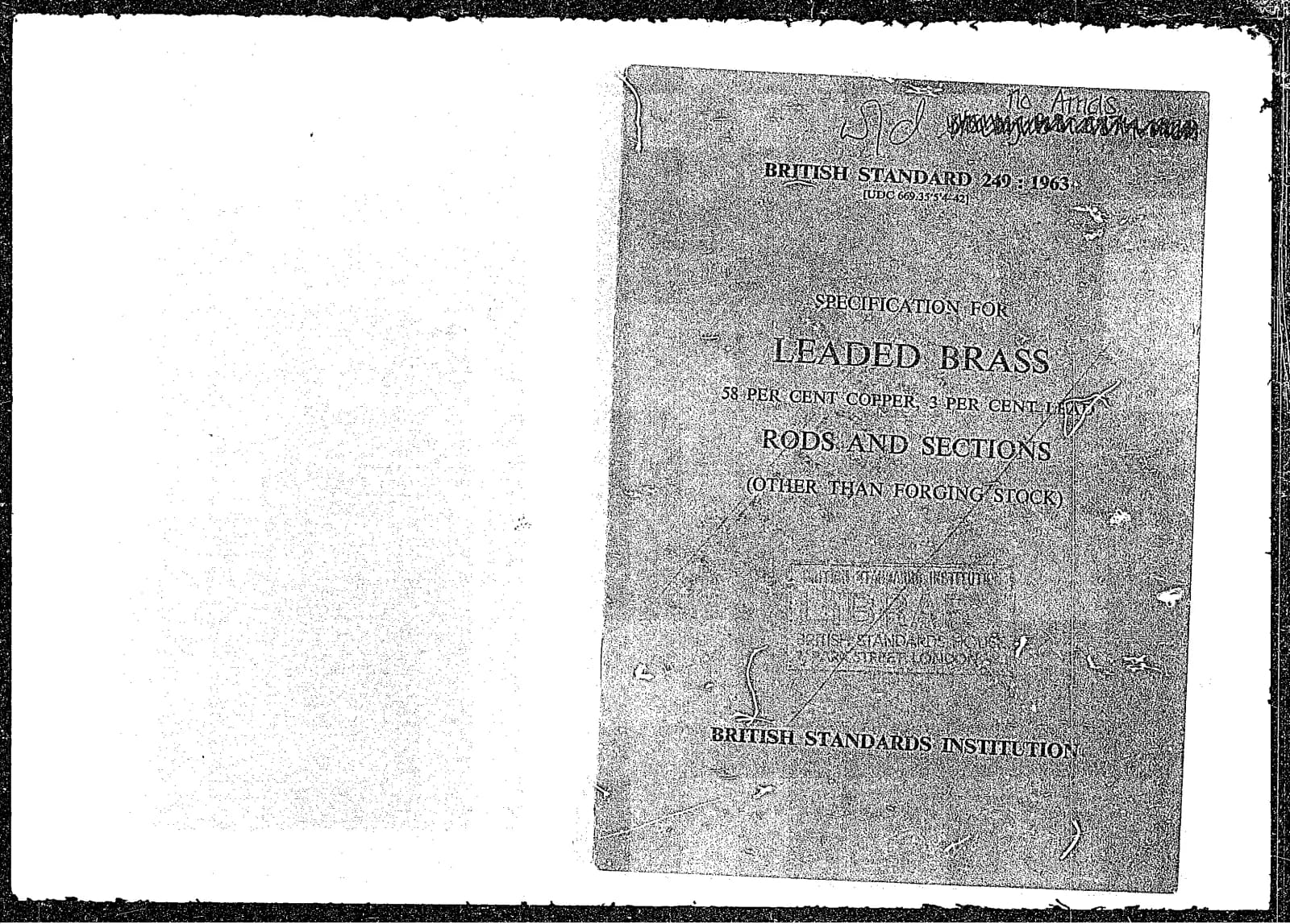 Первая страница стандарта BS 249:1963