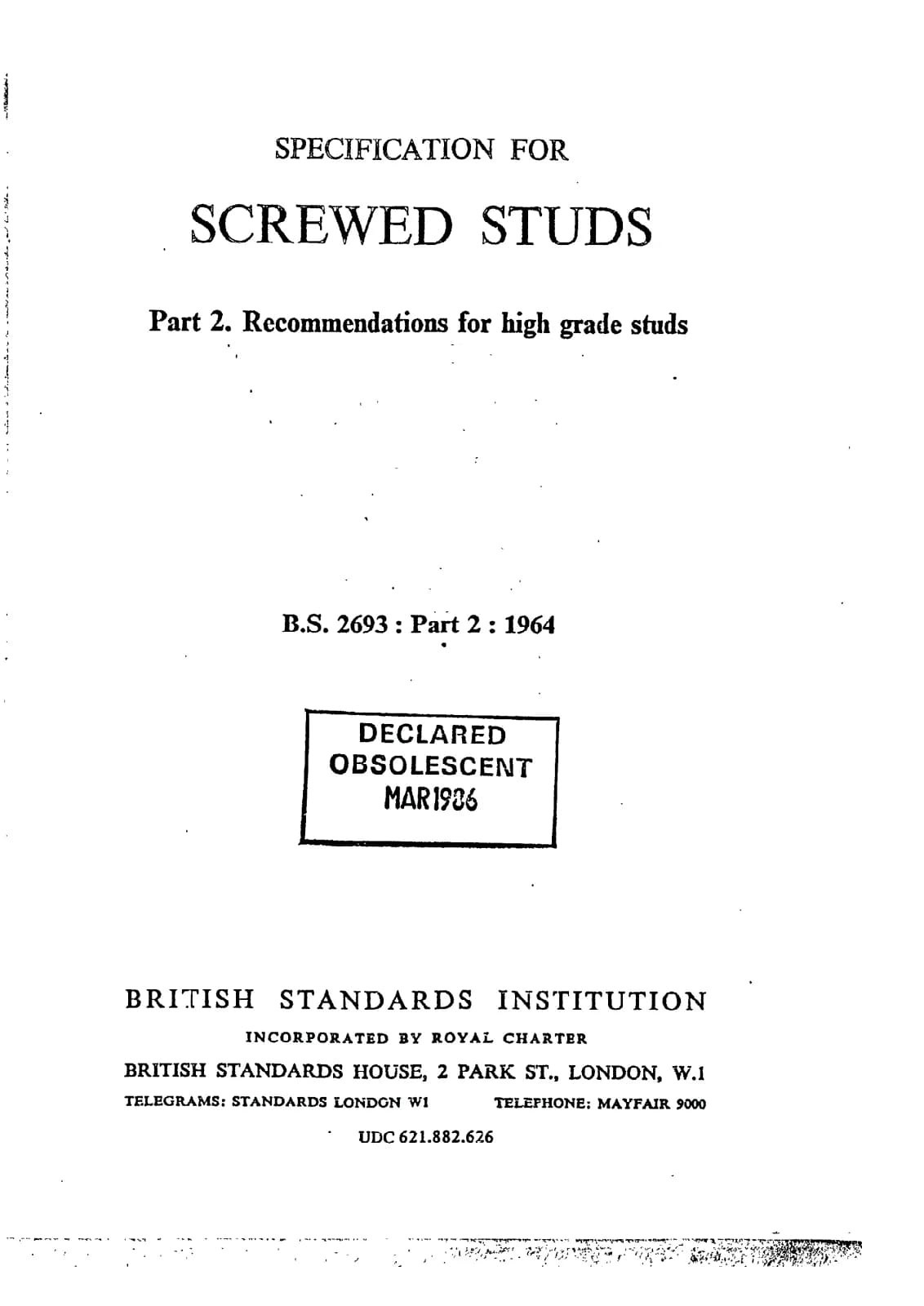 Первая страница стандарта BS 2693-2:1964