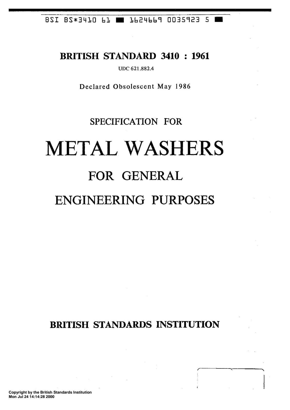 Первая страница стандарта BS 3410:1961