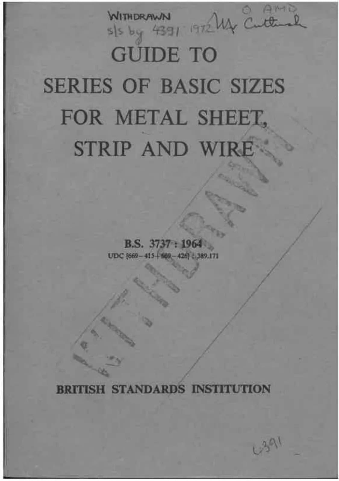 Первая страница стандарта BS 3737:1964