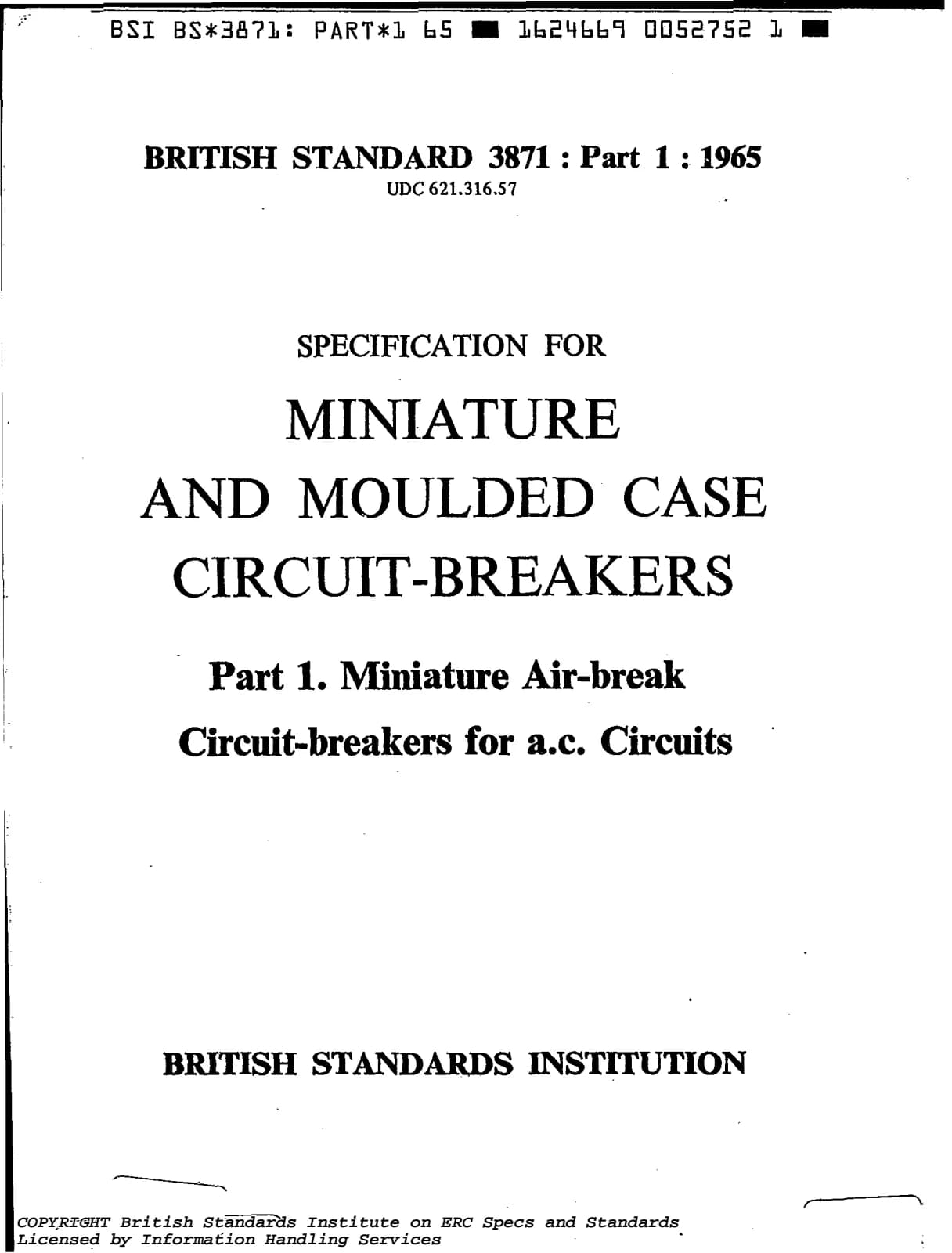 Первая страница стандарта BS 3871-1:1965