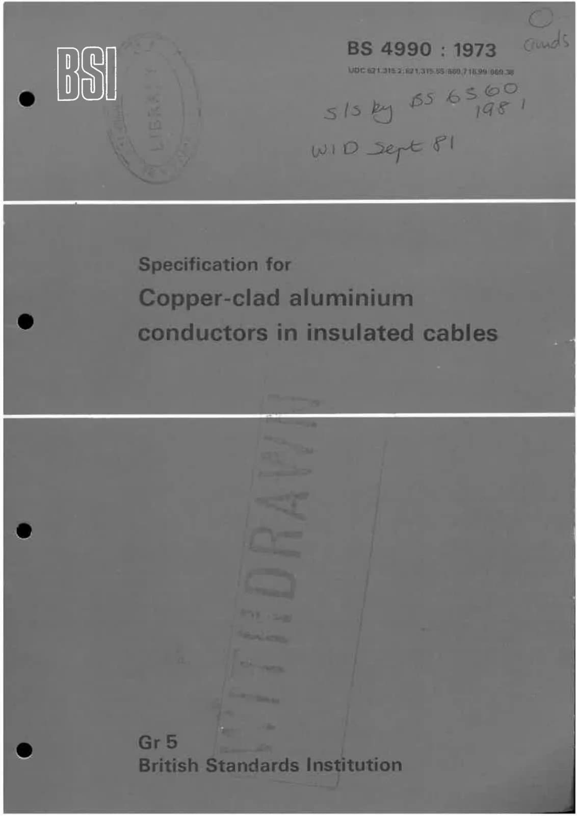 Первая страница стандарта BS 4990:1973