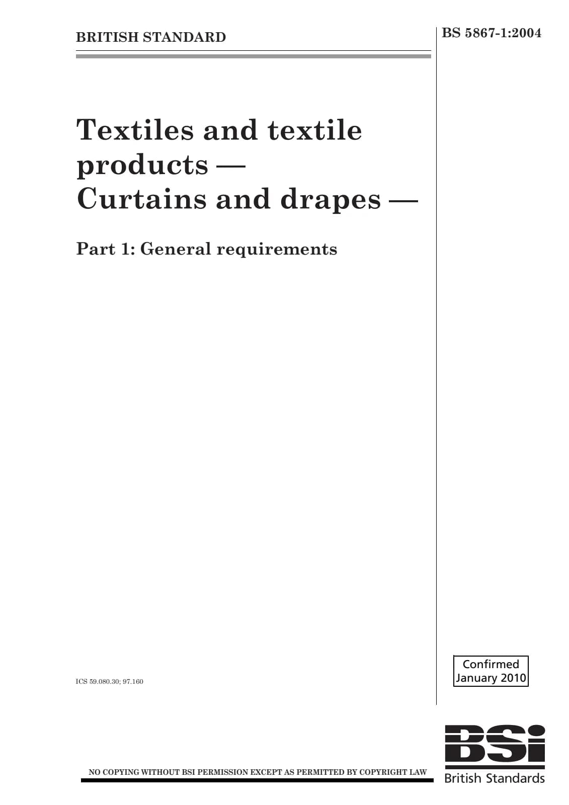 Первая страница стандарта BS 5867-1:2004