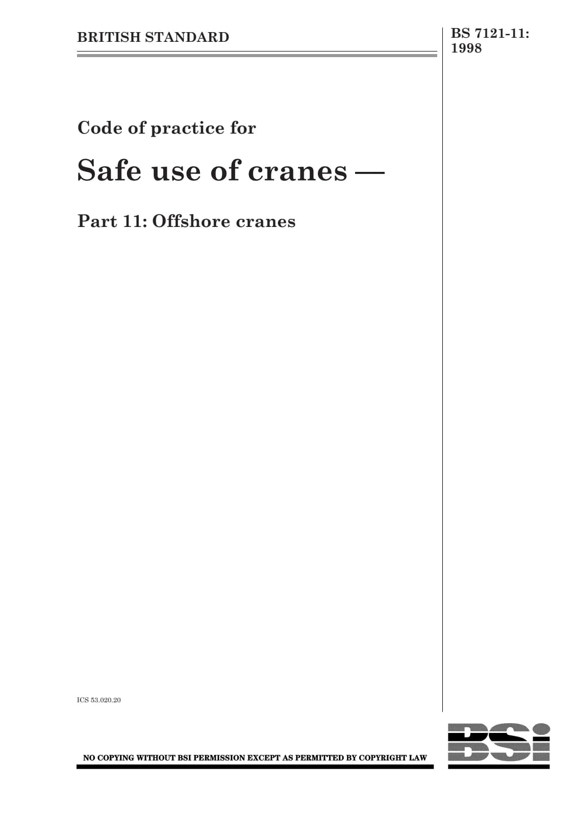 Первая страница стандарта BS 7121-11:1998