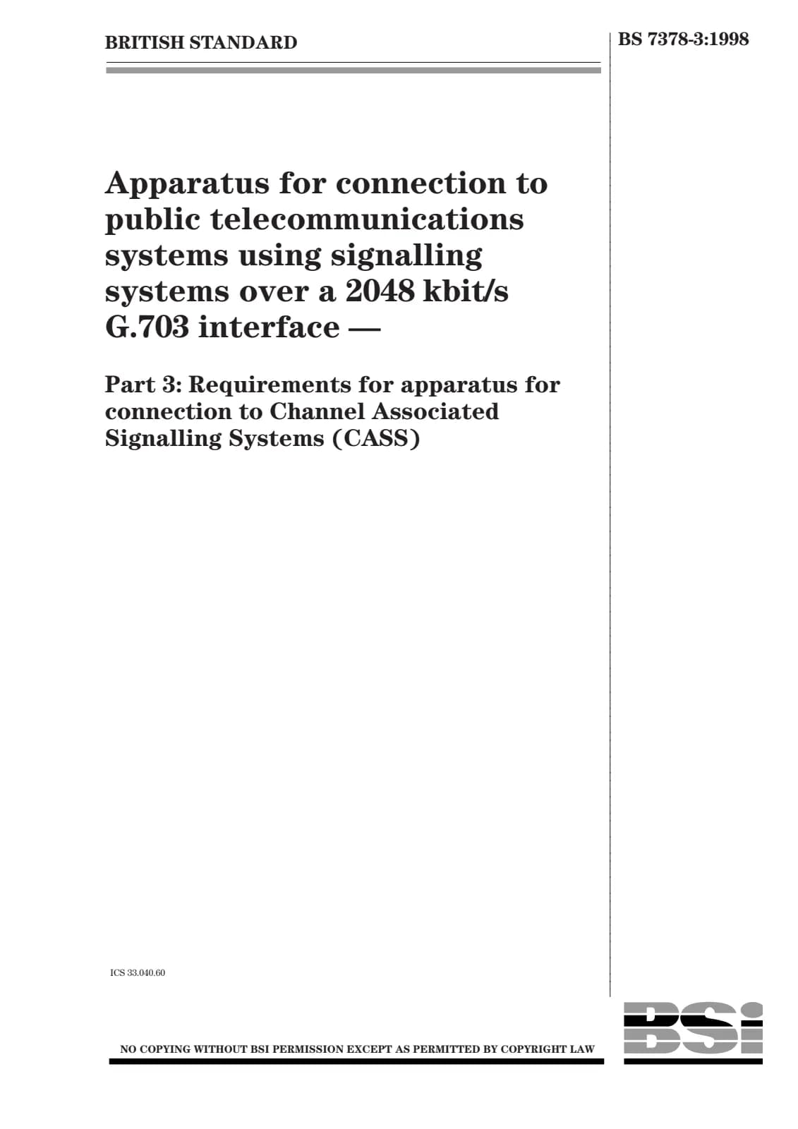 Первая страница стандарта BS 7378-3:1998