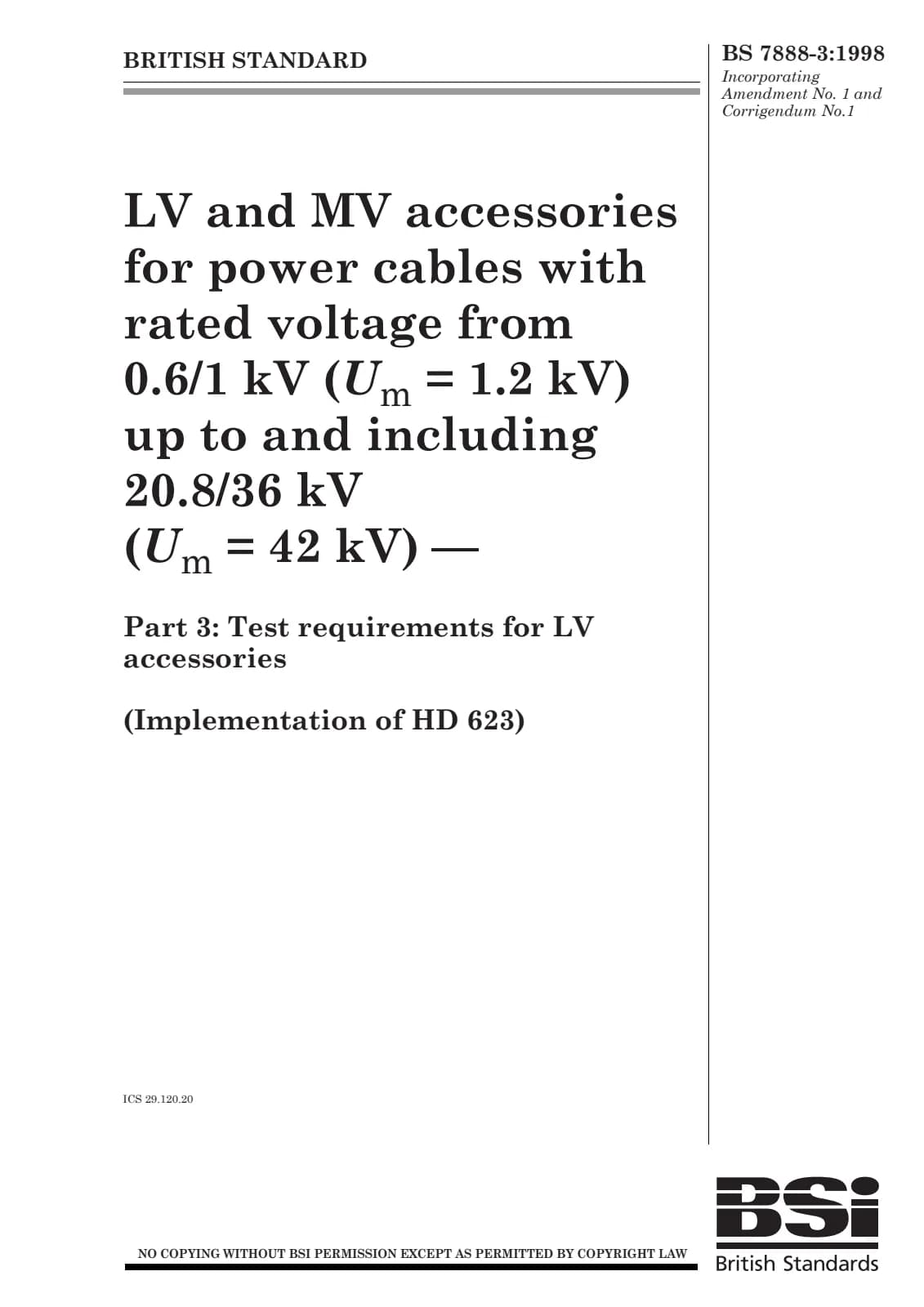 Первая страница стандарта BS 7888-3:1998
