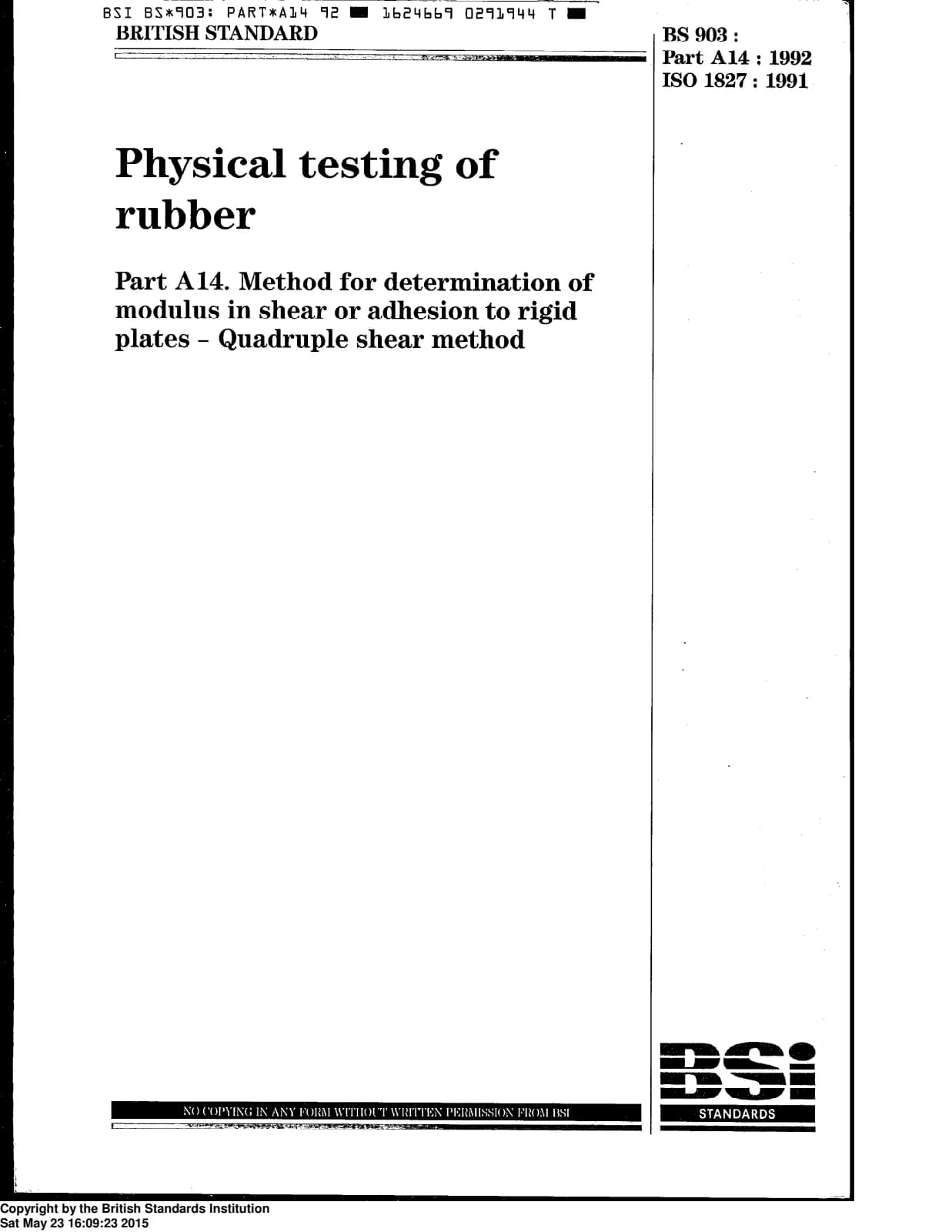 Первая страница стандарта BS 903-A14:1992