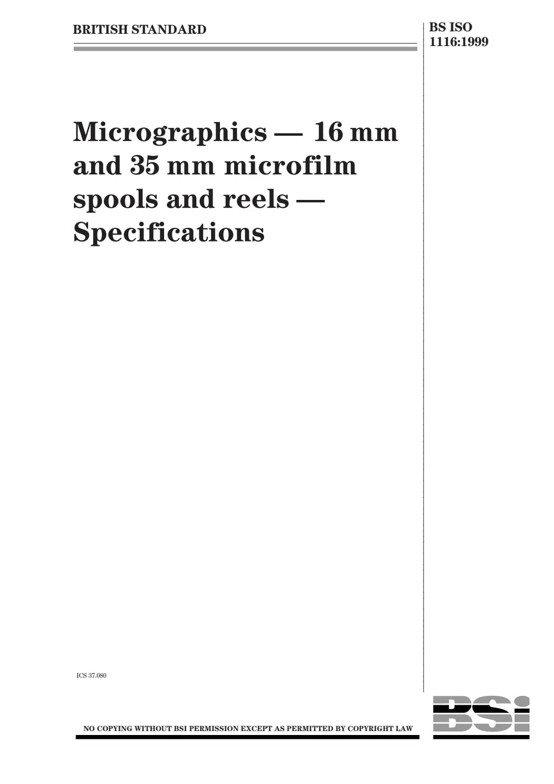 Первая страница стандарта BS ISO 1116:1999